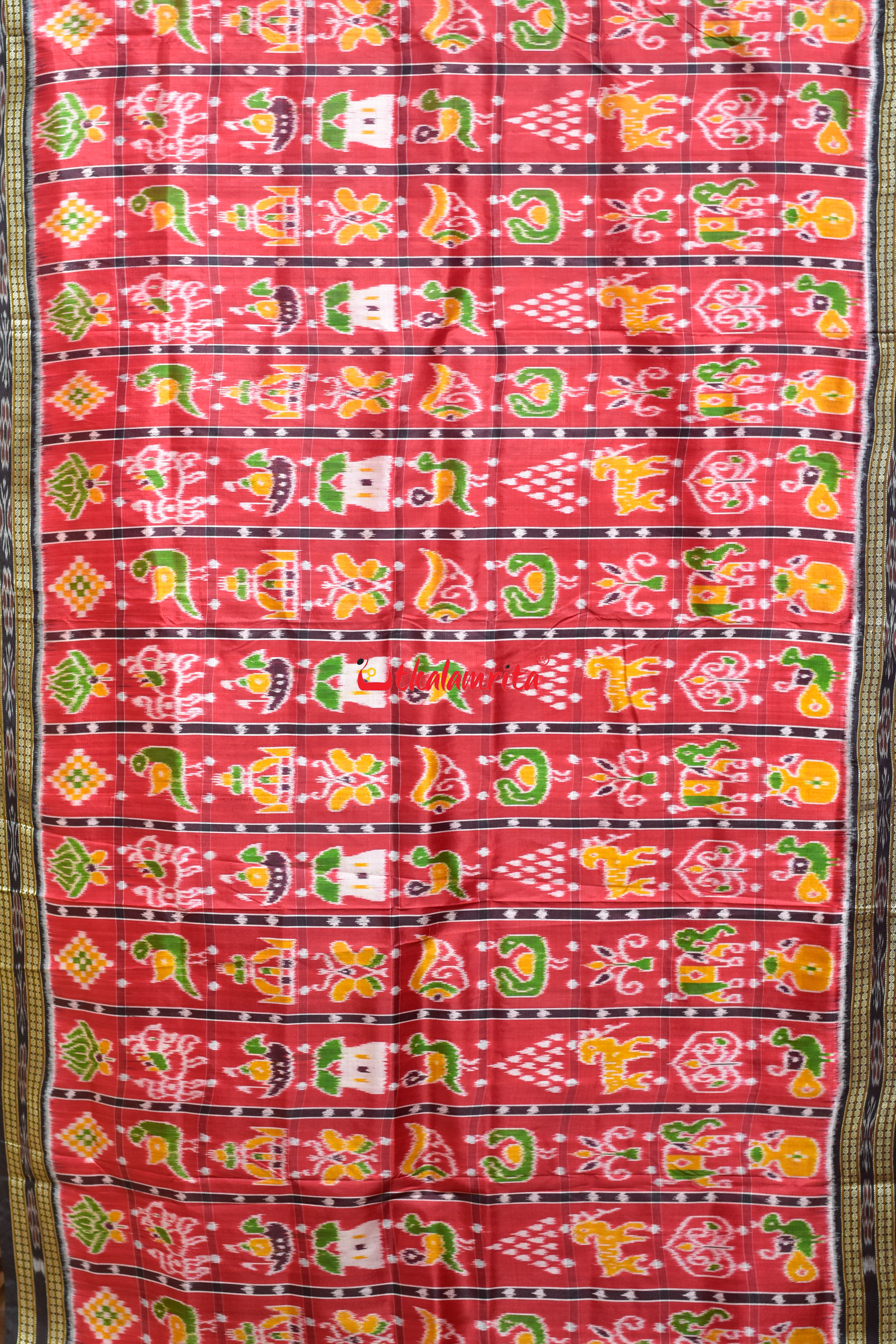 Red Nabakothi Dotted Khandua Silk Saree