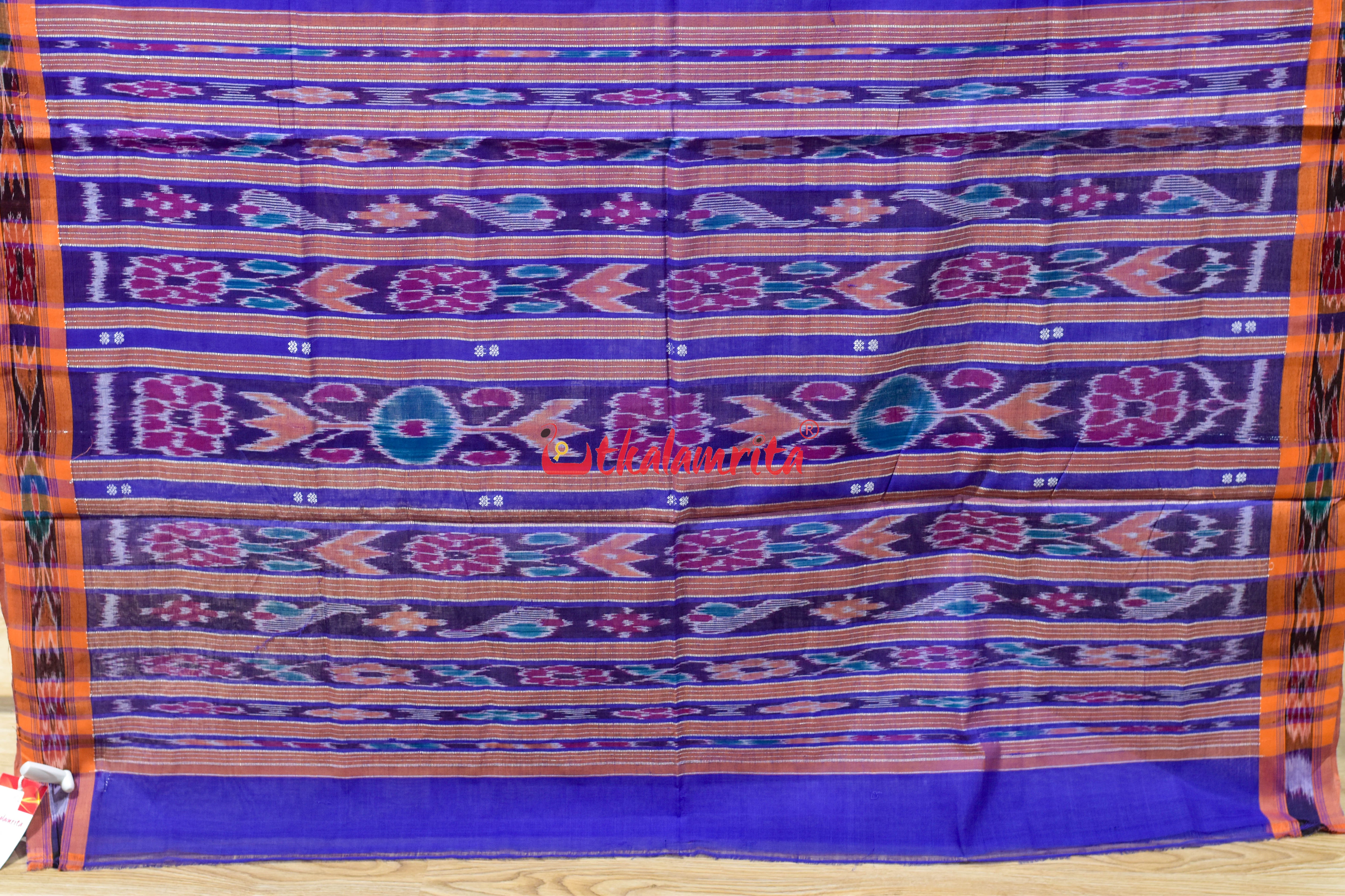 Blue Orange Pittala Single Cotton Saree