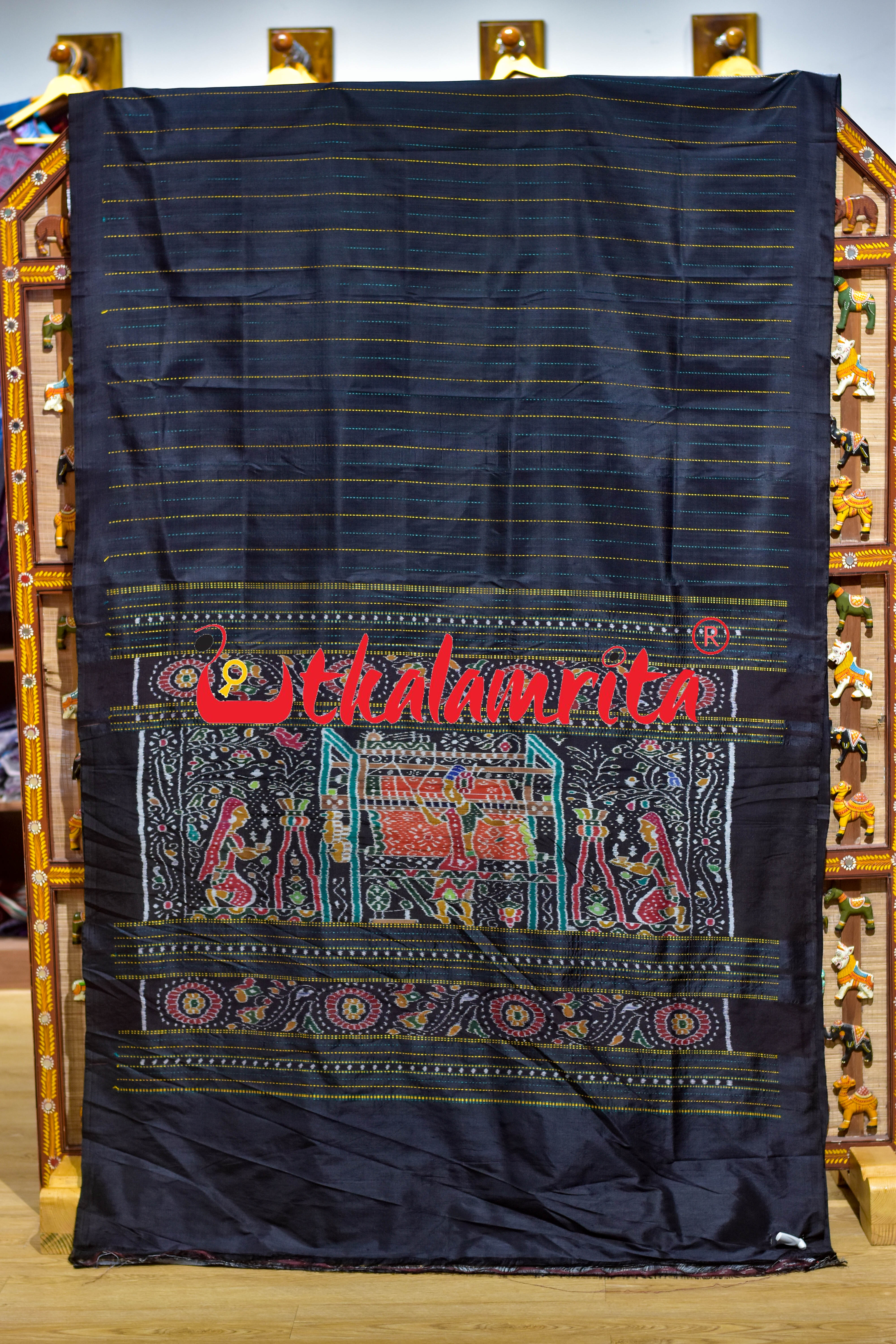 Black Unchuda with Tanta Anchal Khandua Silk Saree