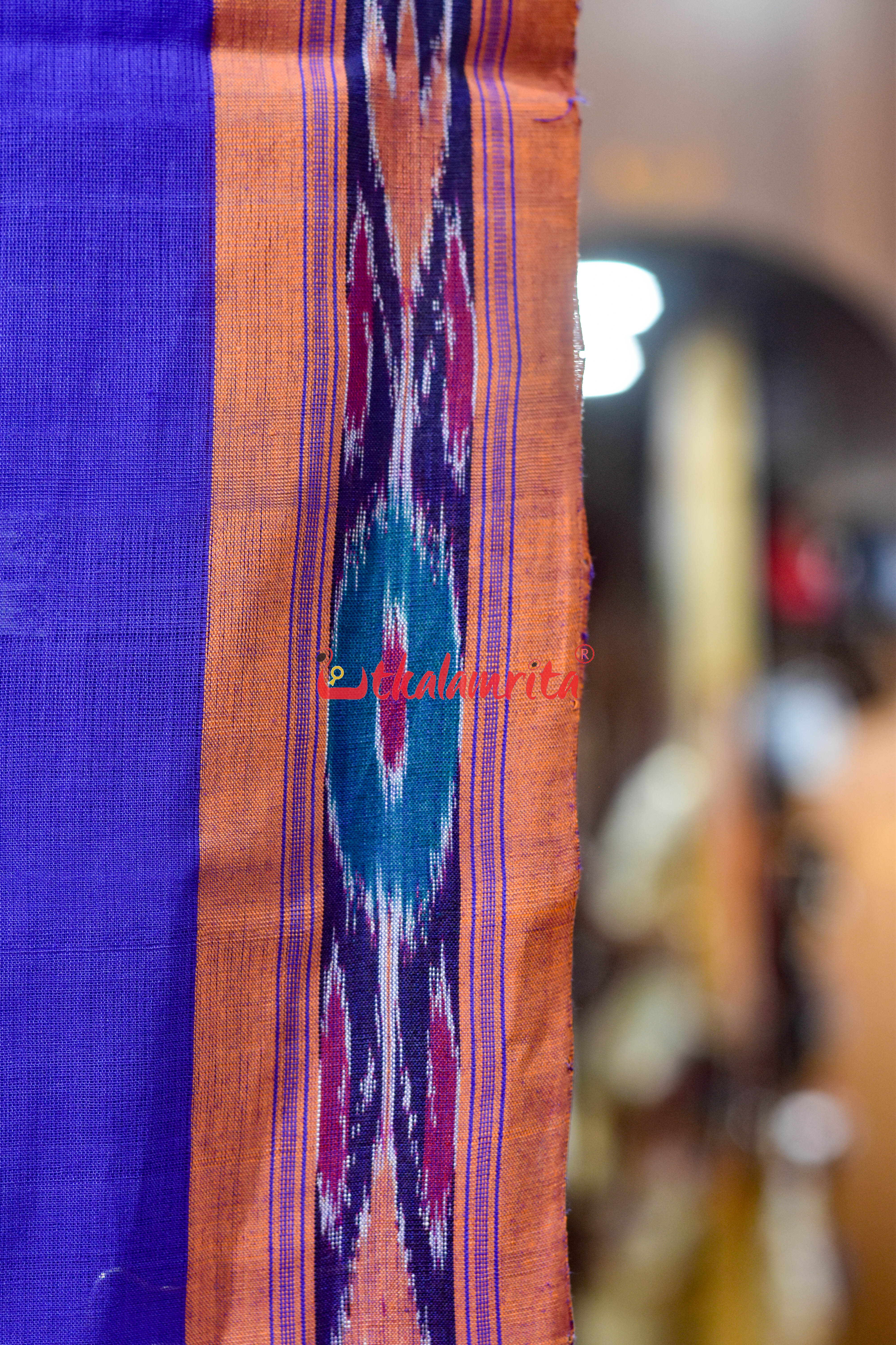 Blue Orange Pittala Single Cotton Saree