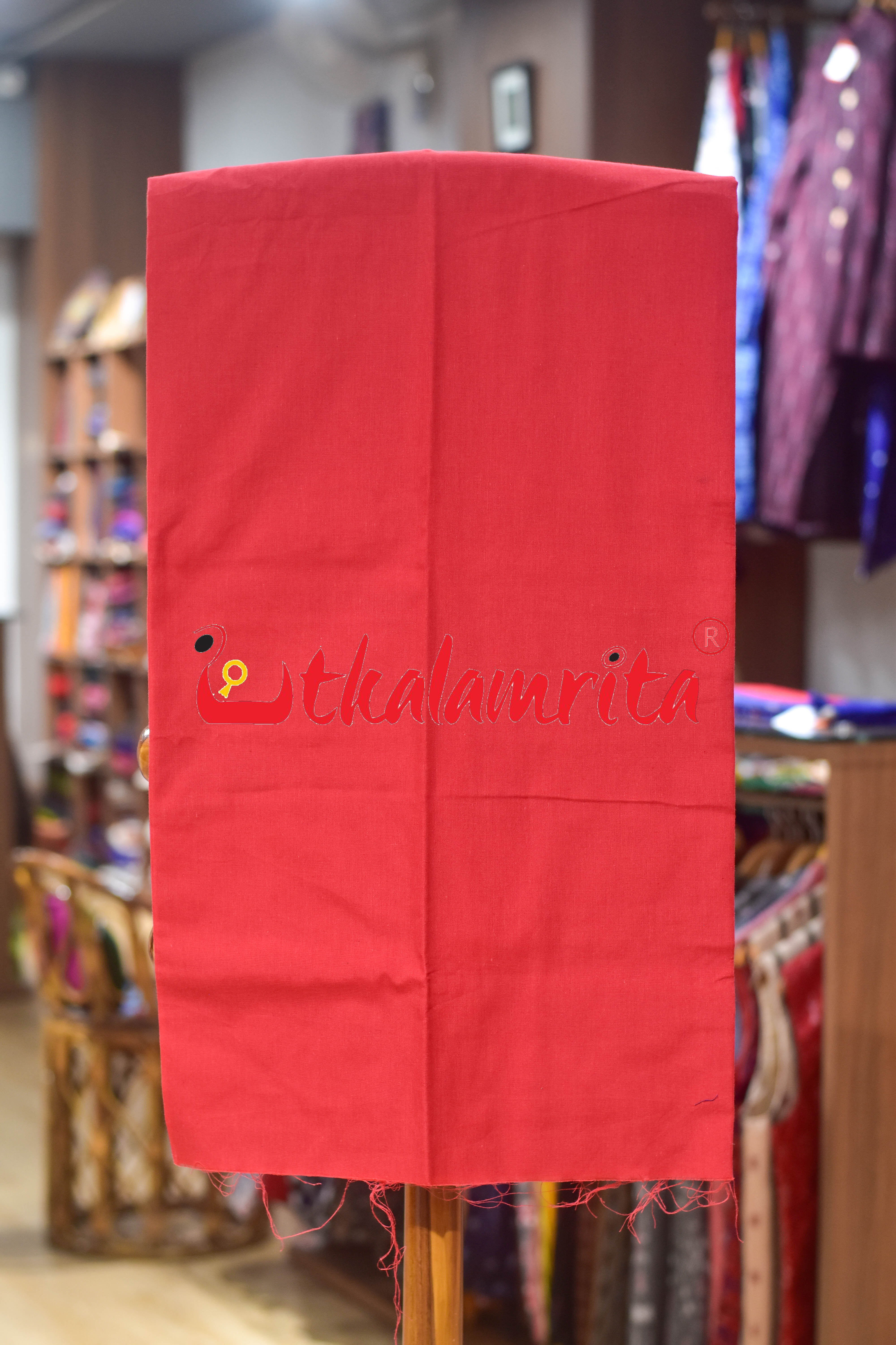 Blue Red Thikiri Waves Sambalpuri Cotton Dress Set