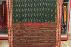 Dark Green Thikiri Phula Khandua Cotton Saree