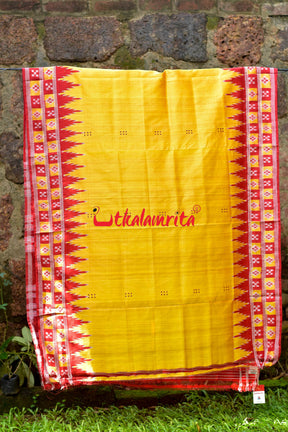 Devi Yellow Double Border Pasapali Khandua Silk Saree