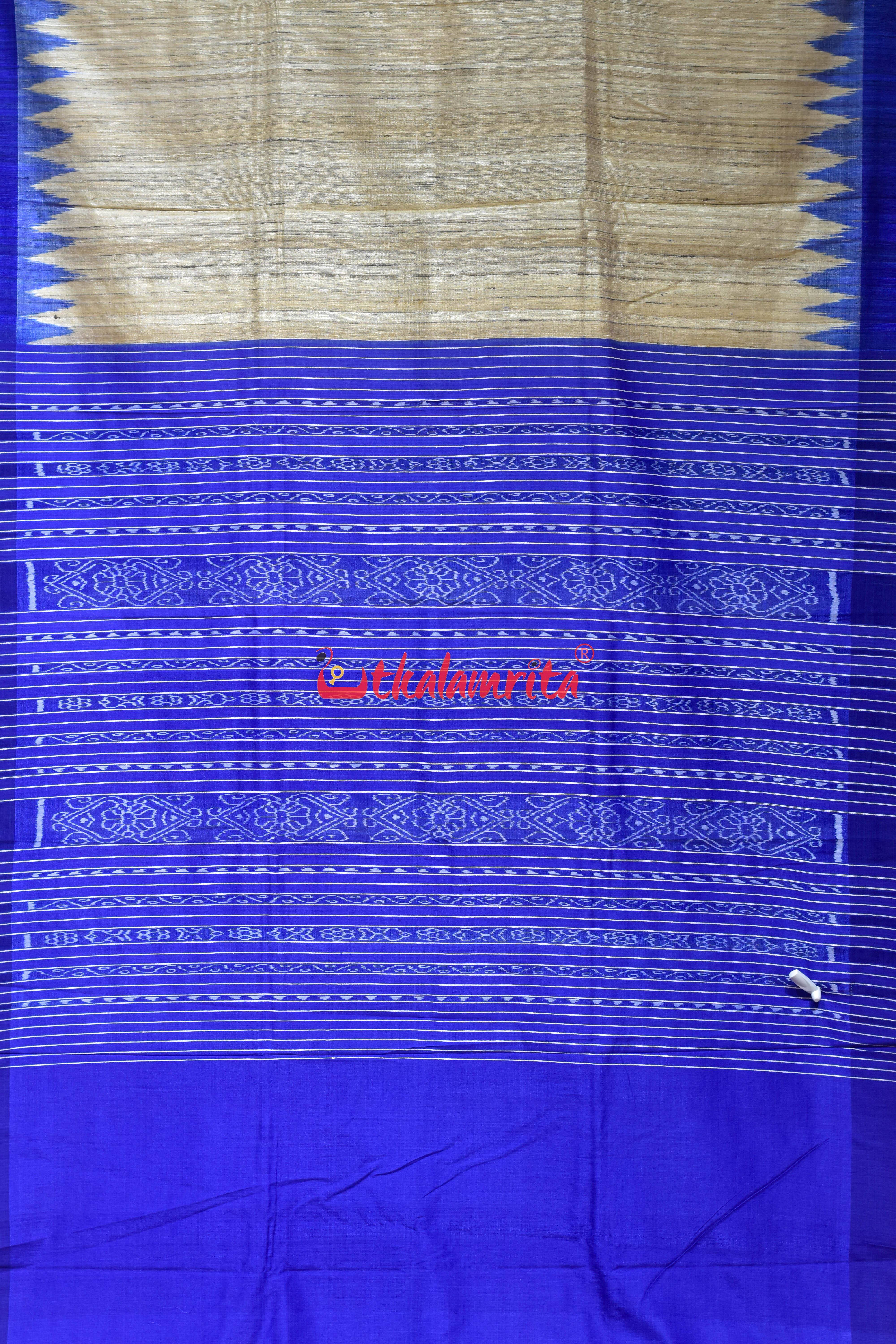 Ghee with Blue Border Gopalpur Tussar Silk Saree