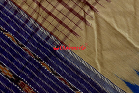 Middle Checks Maroon Blue Tussar Saree