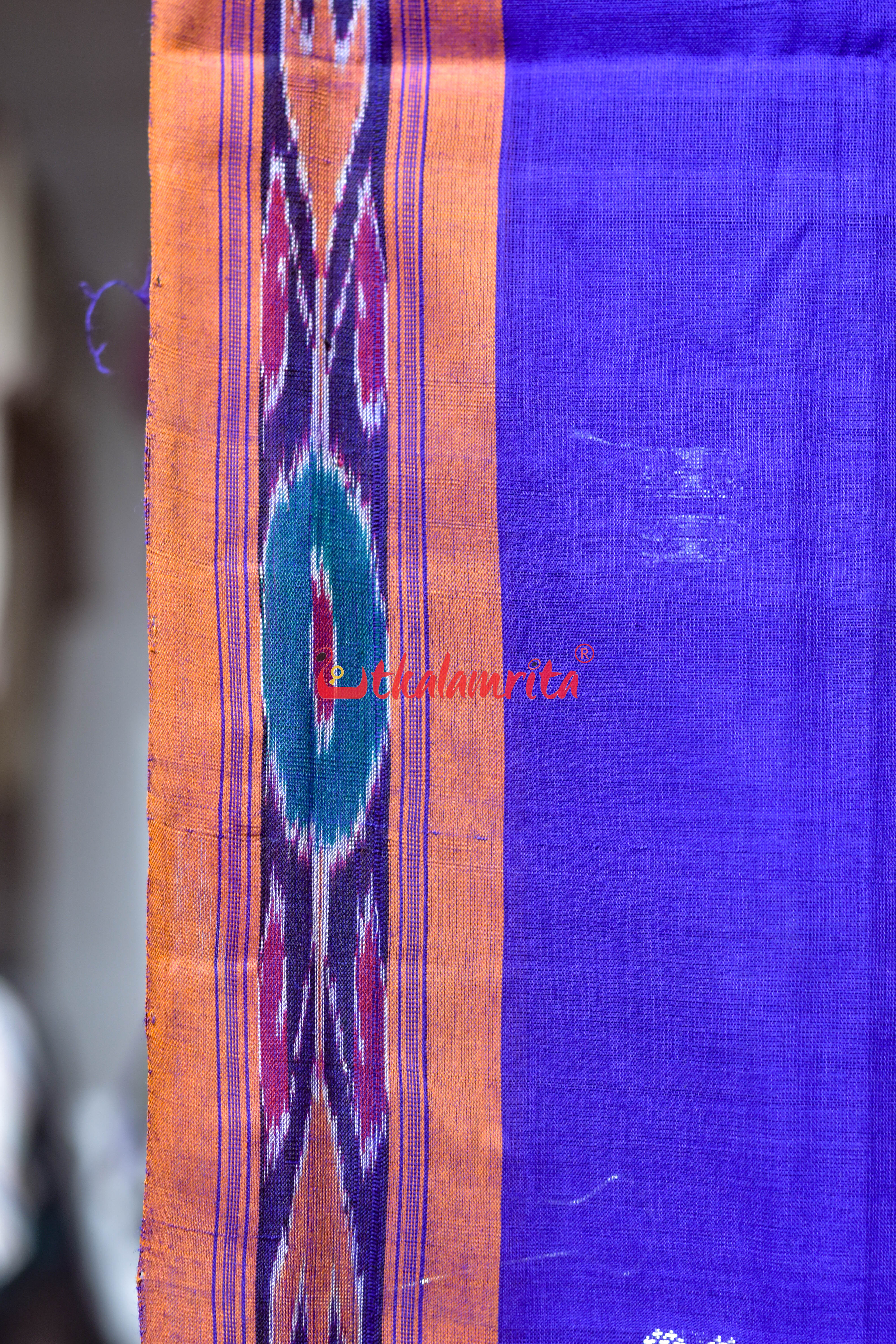 Blue Orange Pittala Single Cotton Saree