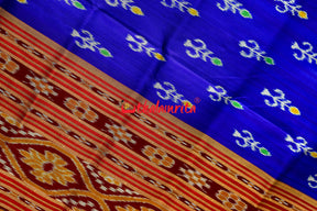 Bada Kumbha Kalasa Tribal Blue Red Khandua Silk Saree