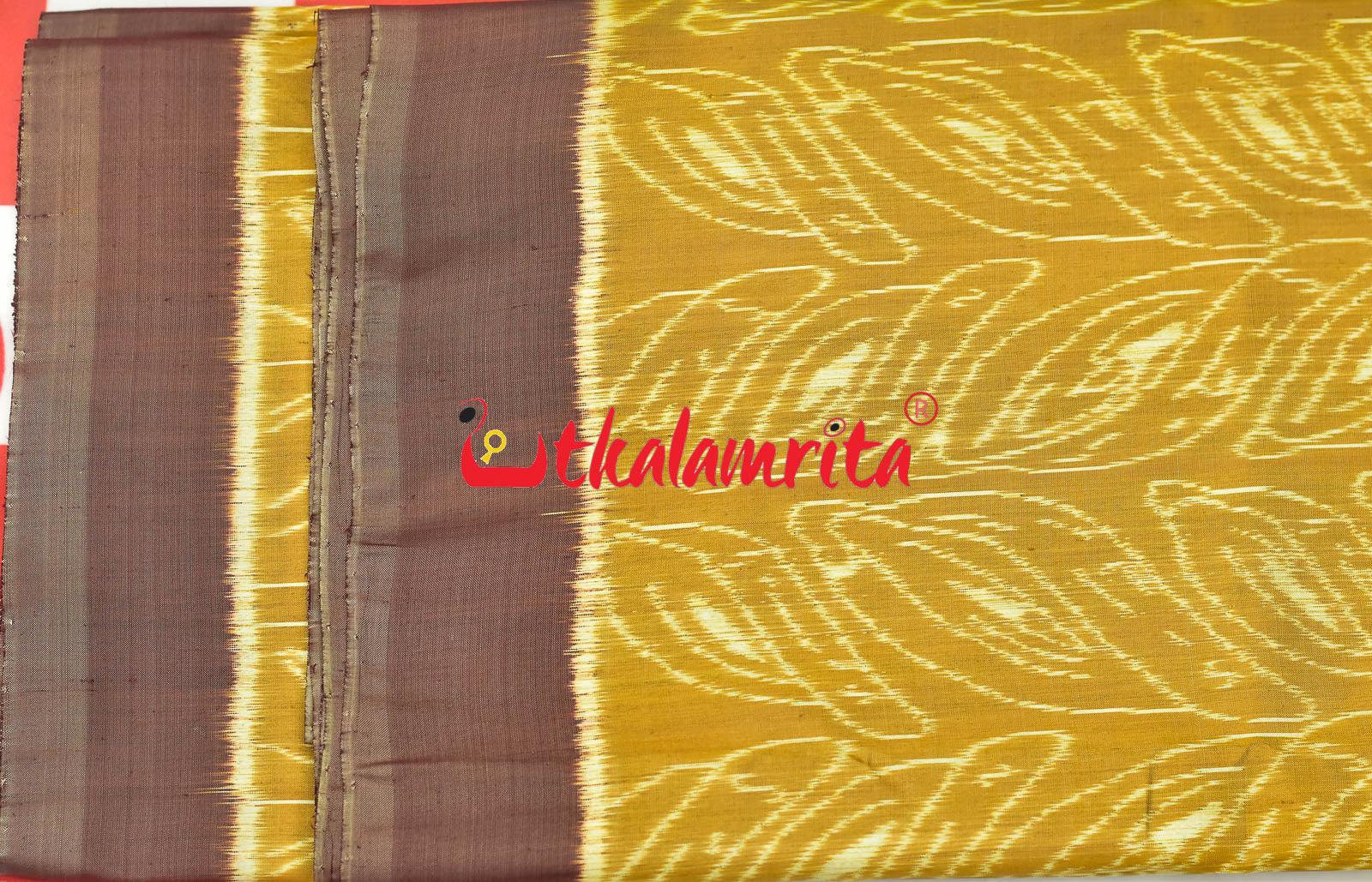 Khaja Natural Dye Mayura Anchal Khandua Silk Saree