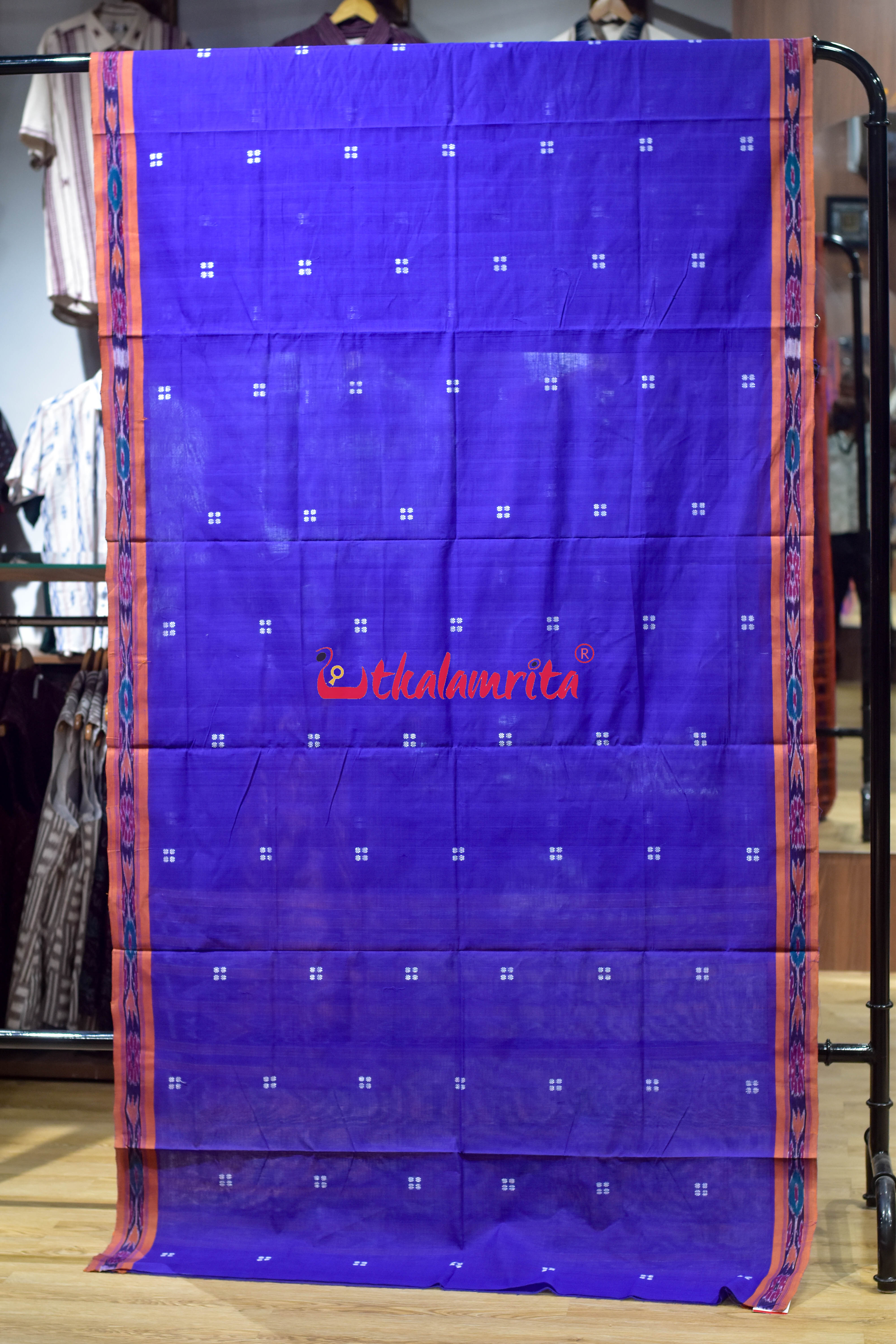 Blue Orange Pittala Single Cotton Saree