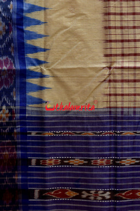 Middle Checks Maroon Blue Tussar Saree