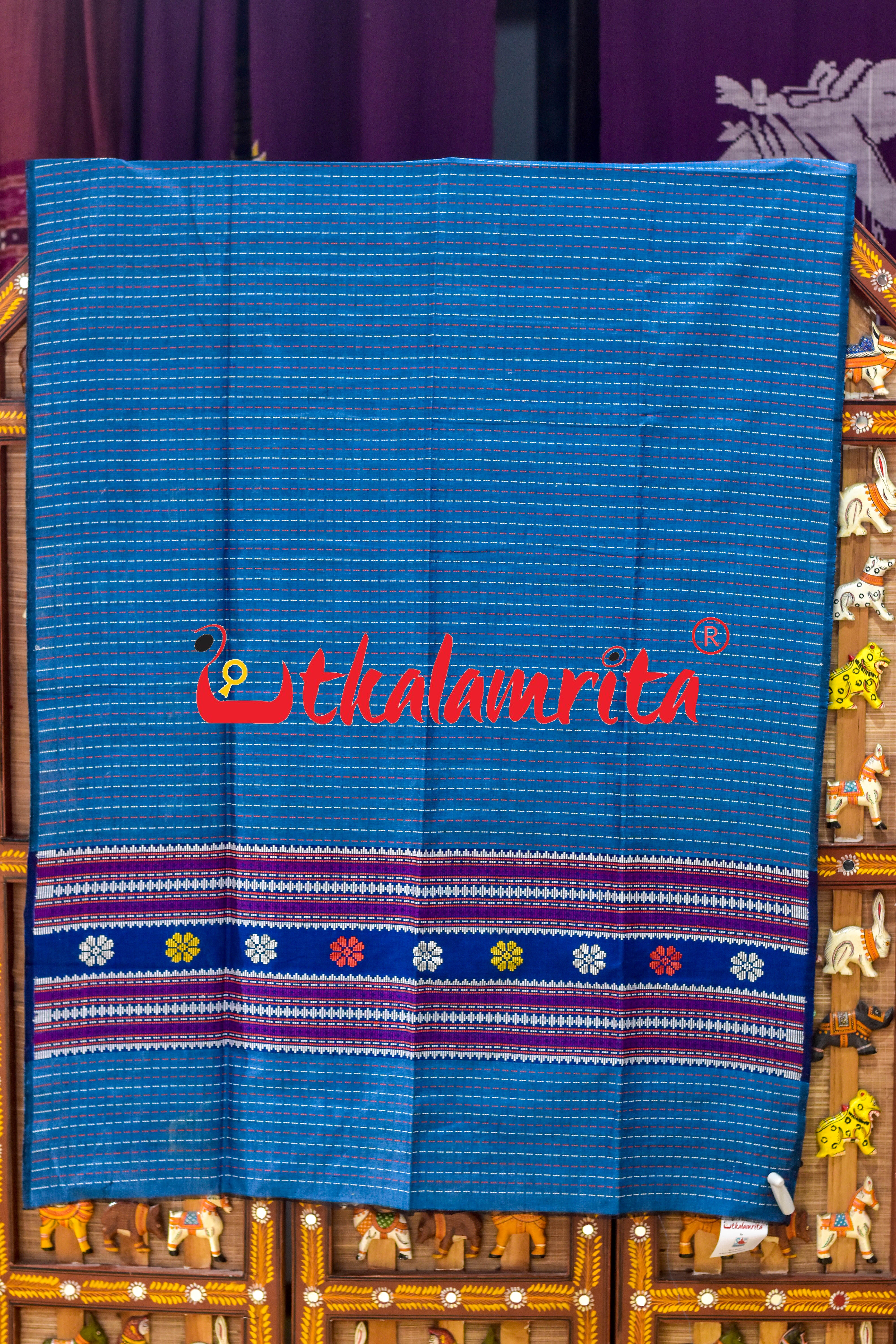Teal Blue Multi Flower Dhalapathar Cotton (Dupatta)