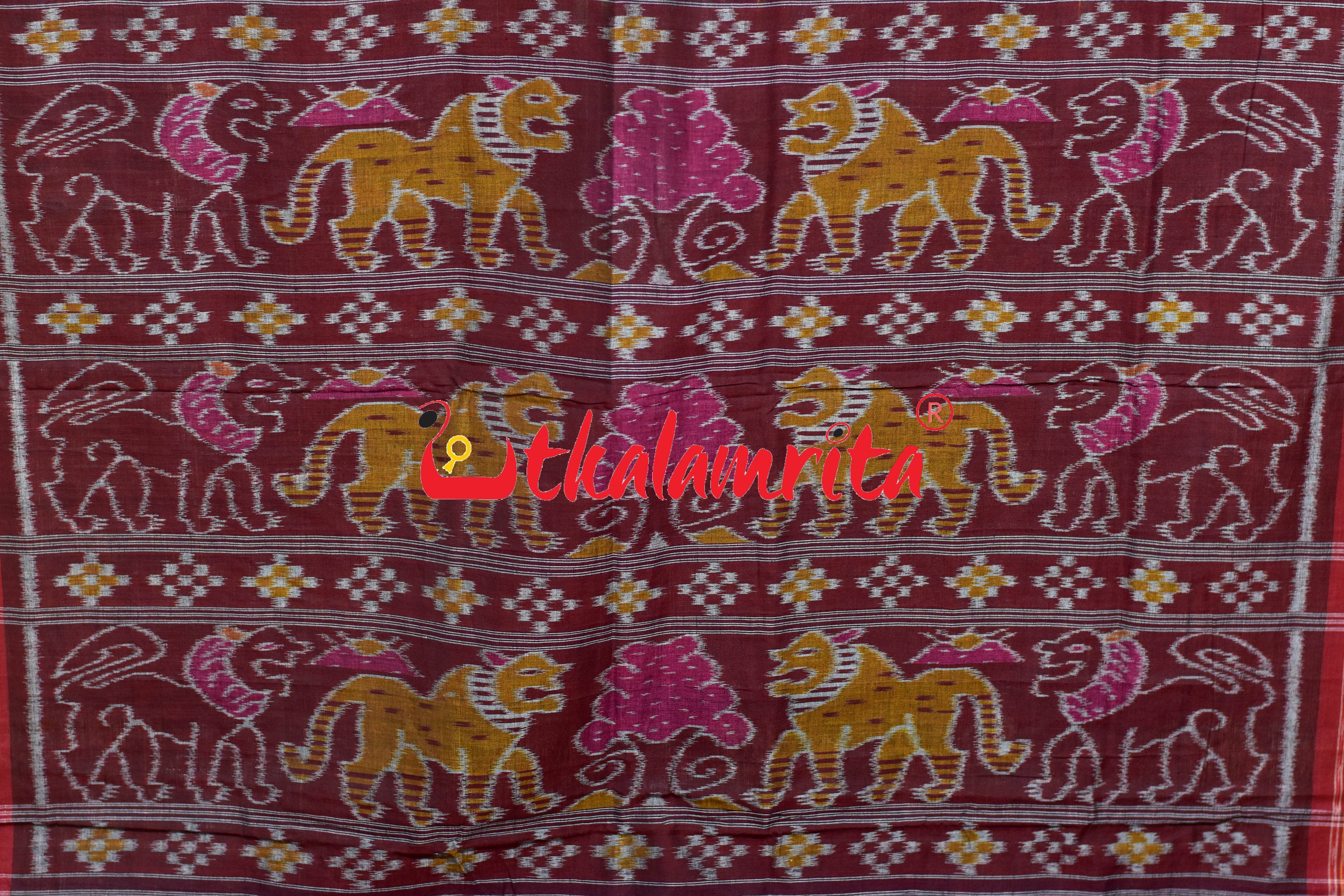 Green Red Dhanpatri Nabakothi Khandua Cotton Saree