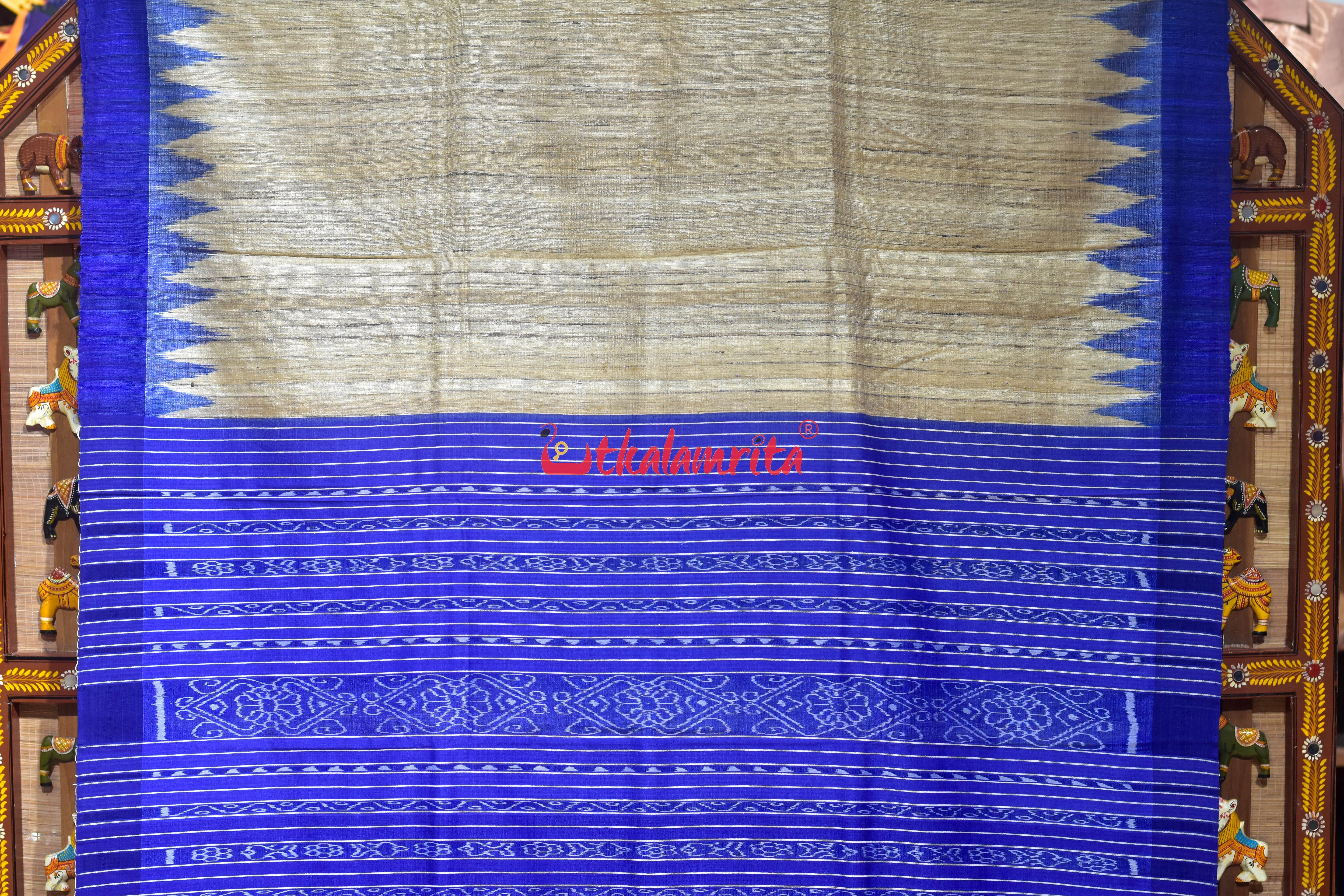 Ghee with Blue Border Gopalpur Tussar Silk Saree