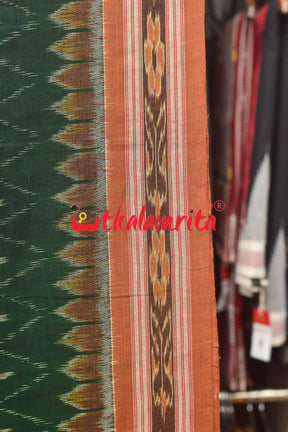 Dark Green Thikiri Phula Khandua Cotton Saree