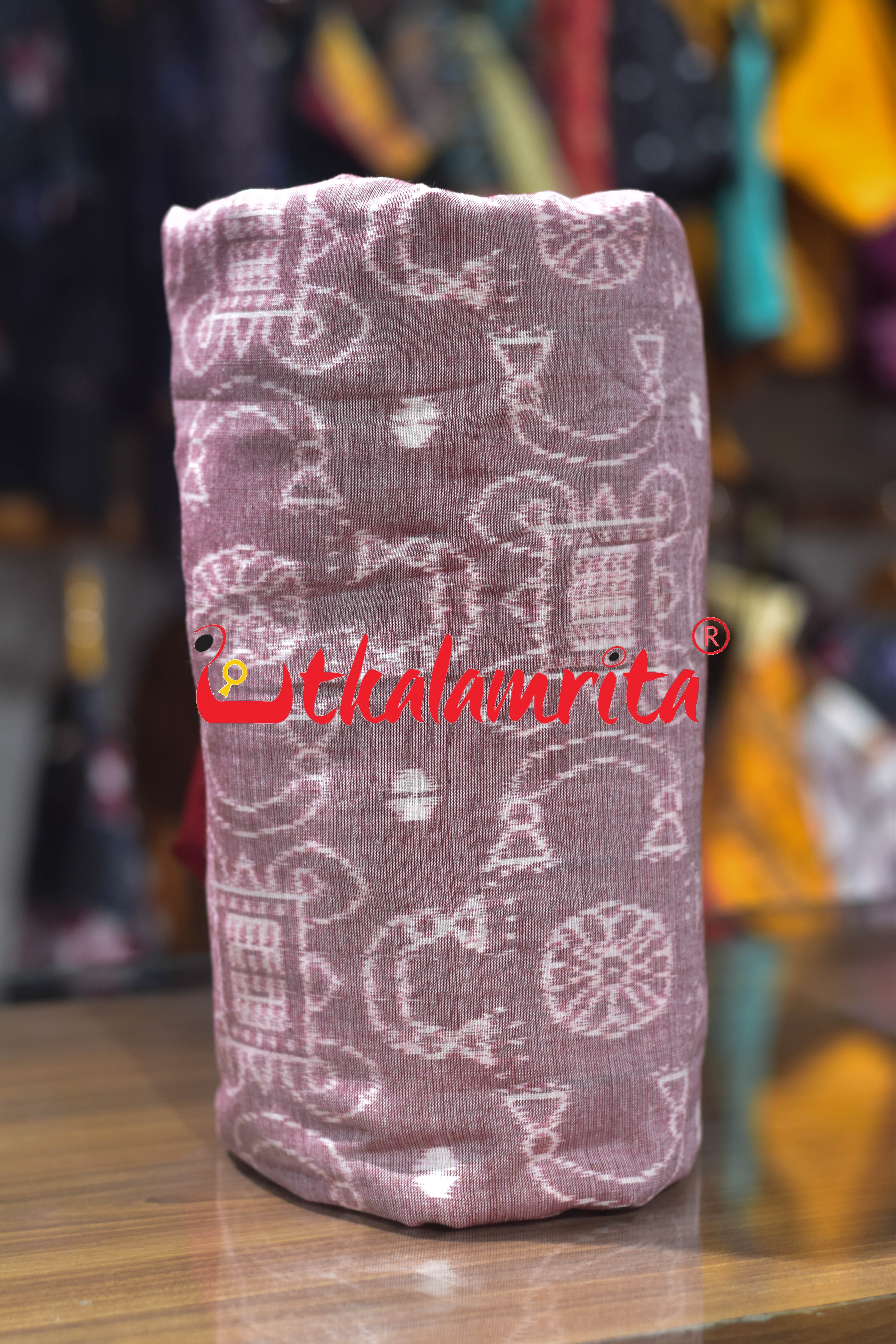 Sree Jantra Lakhmi Pada Pink Sambalpuri Cotton (Fabric)