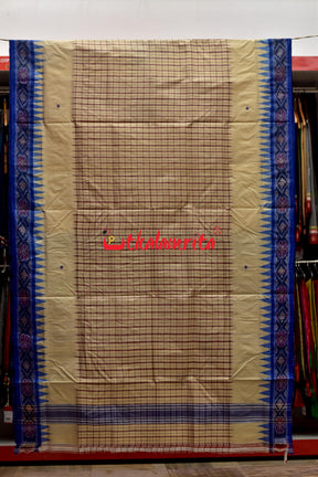 Middle Checks Maroon Blue Tussar Saree