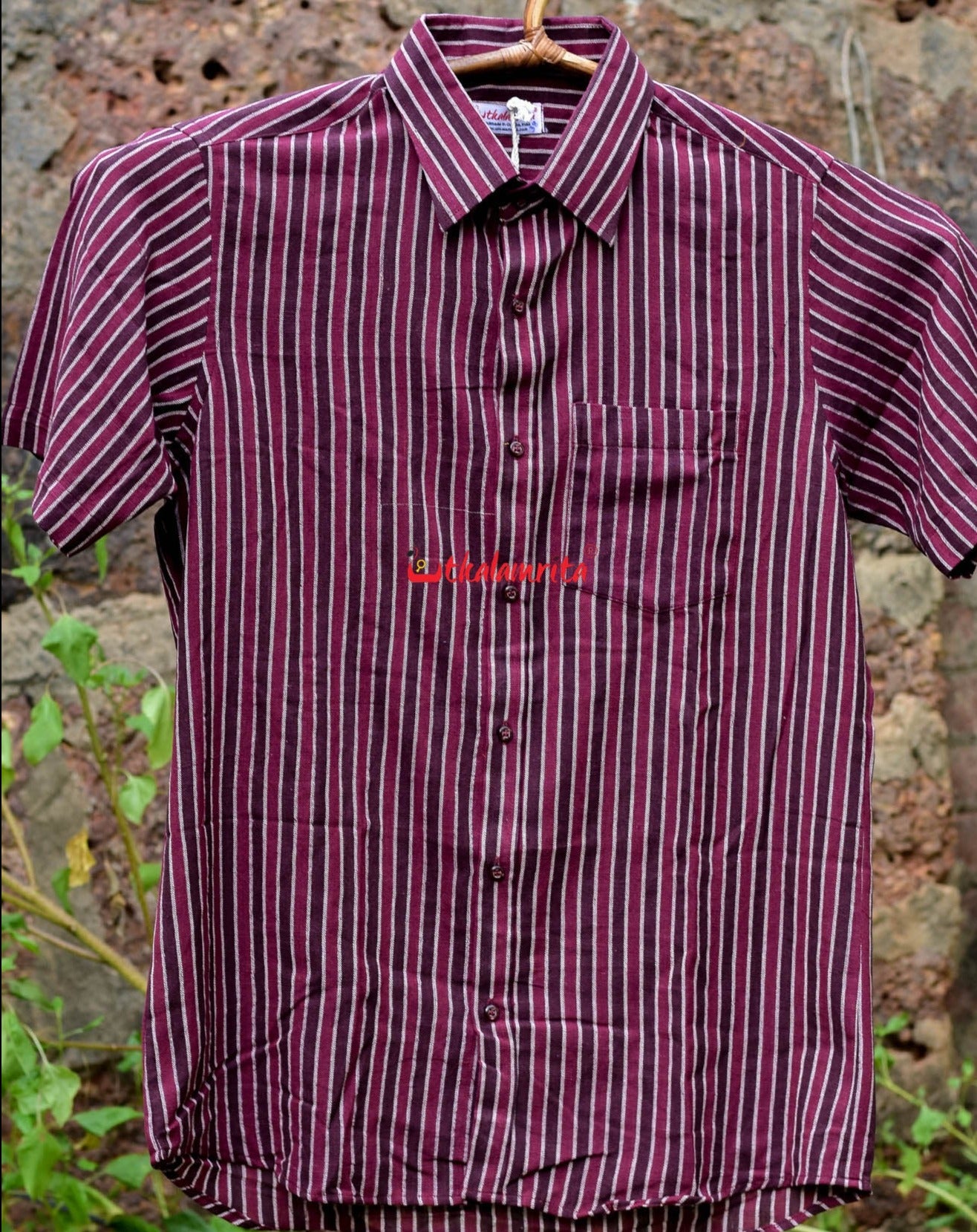 Maroon Coffee Lines- Half Kotpad Shirt