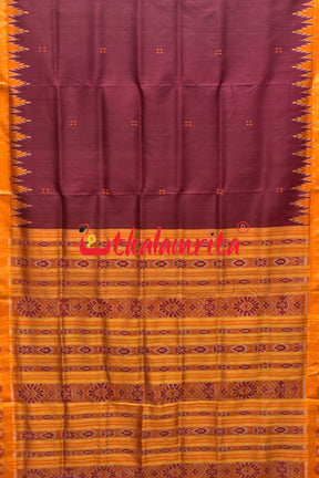 Jamun Orange Buti Khandua Silk Saree