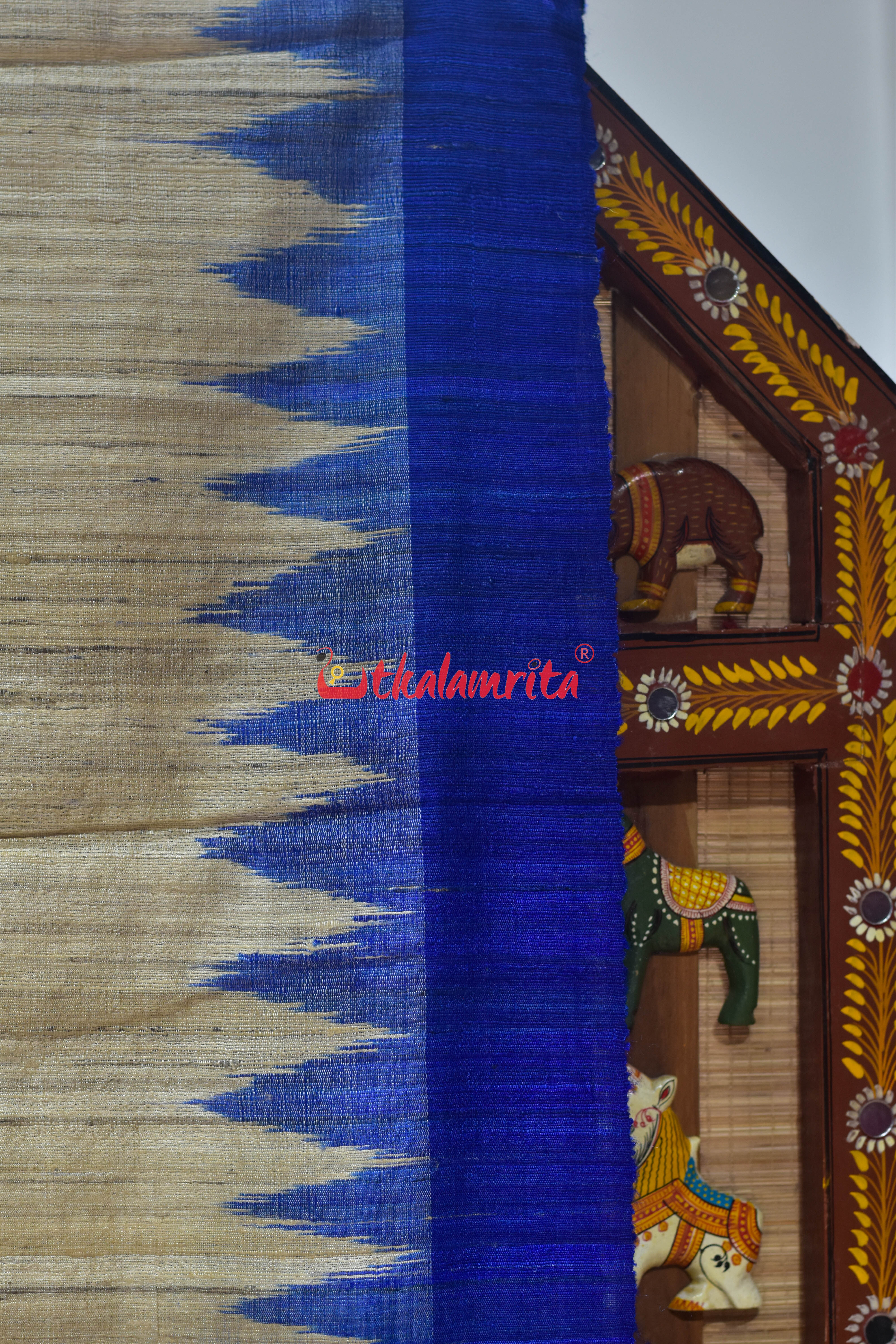 Ghee with Blue Border Gopalpur Tussar Silk Saree