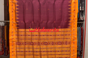 Jamun Orange Buti Khandua Silk Saree