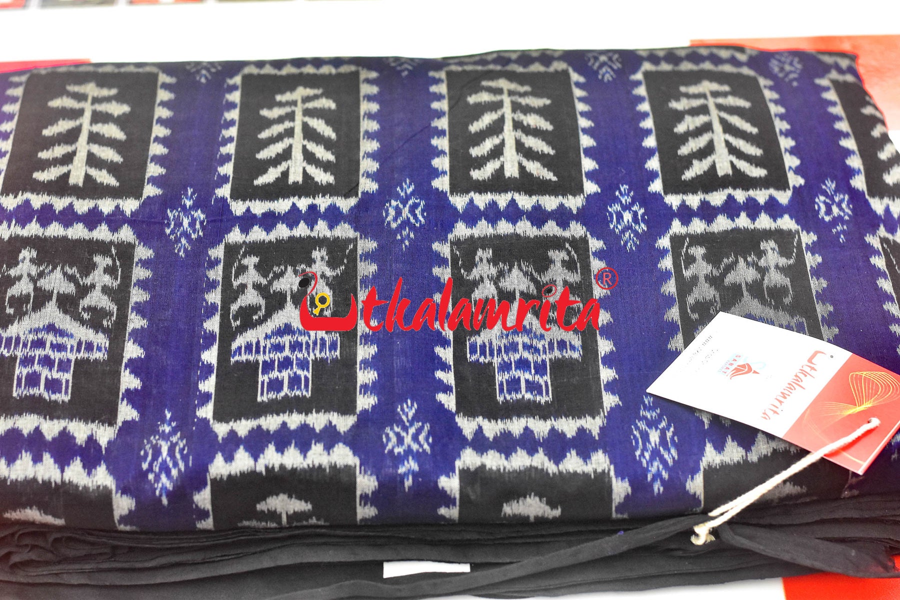 Tribal and House Jharaka on Blue (Fabric)