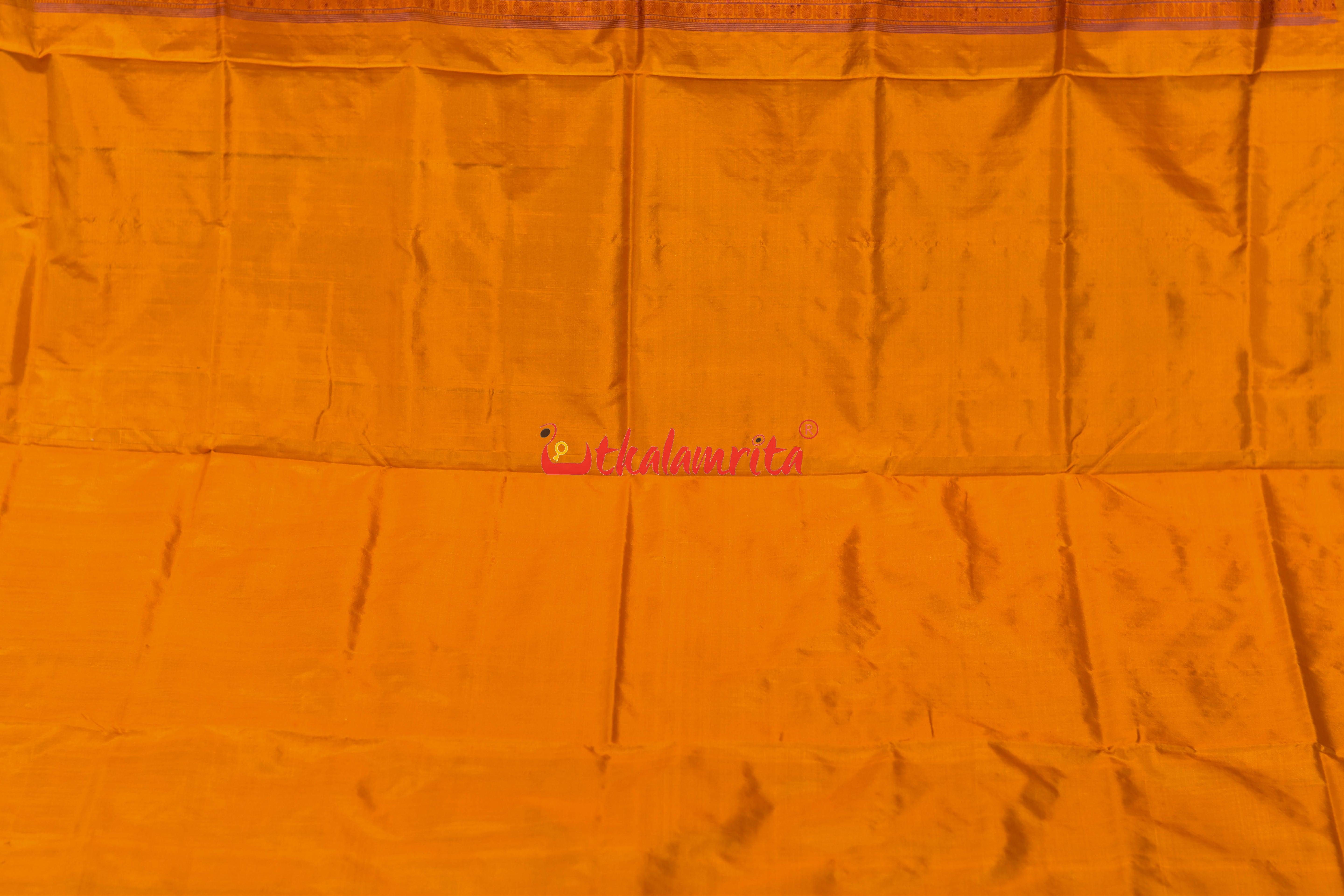 Black Orange Phula Dala Bomkai Silk Saree
