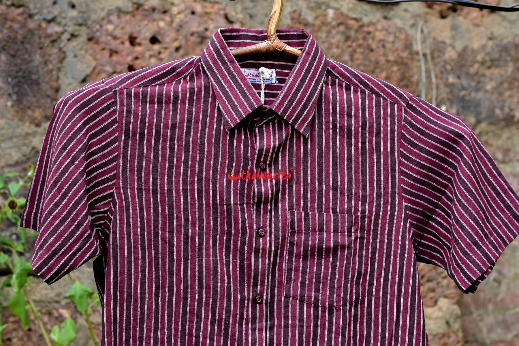 Maroon Coffee Lines- Half Kotpad Shirt