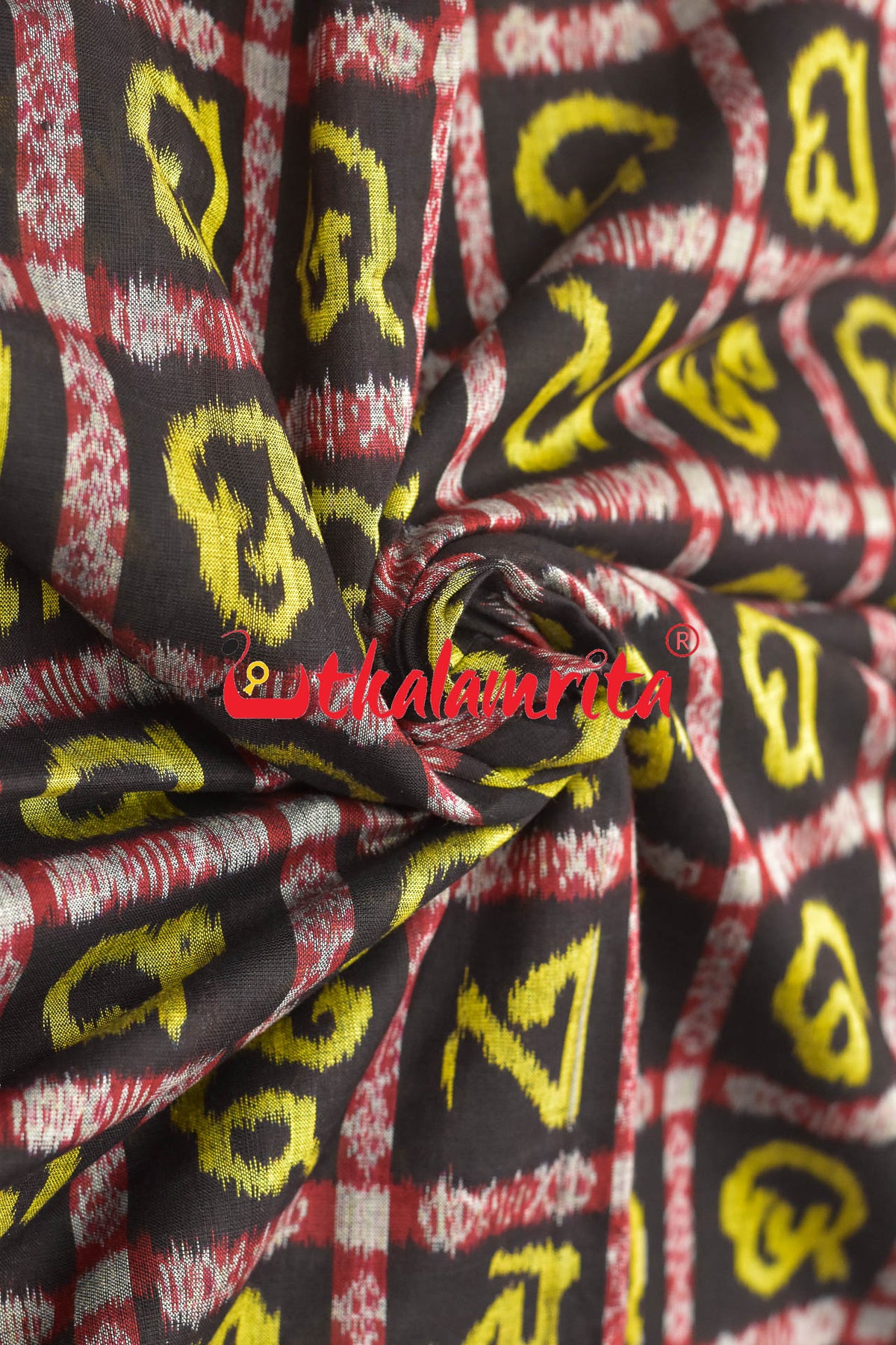 Yelow Odia Alphabets on Black (Fabric)