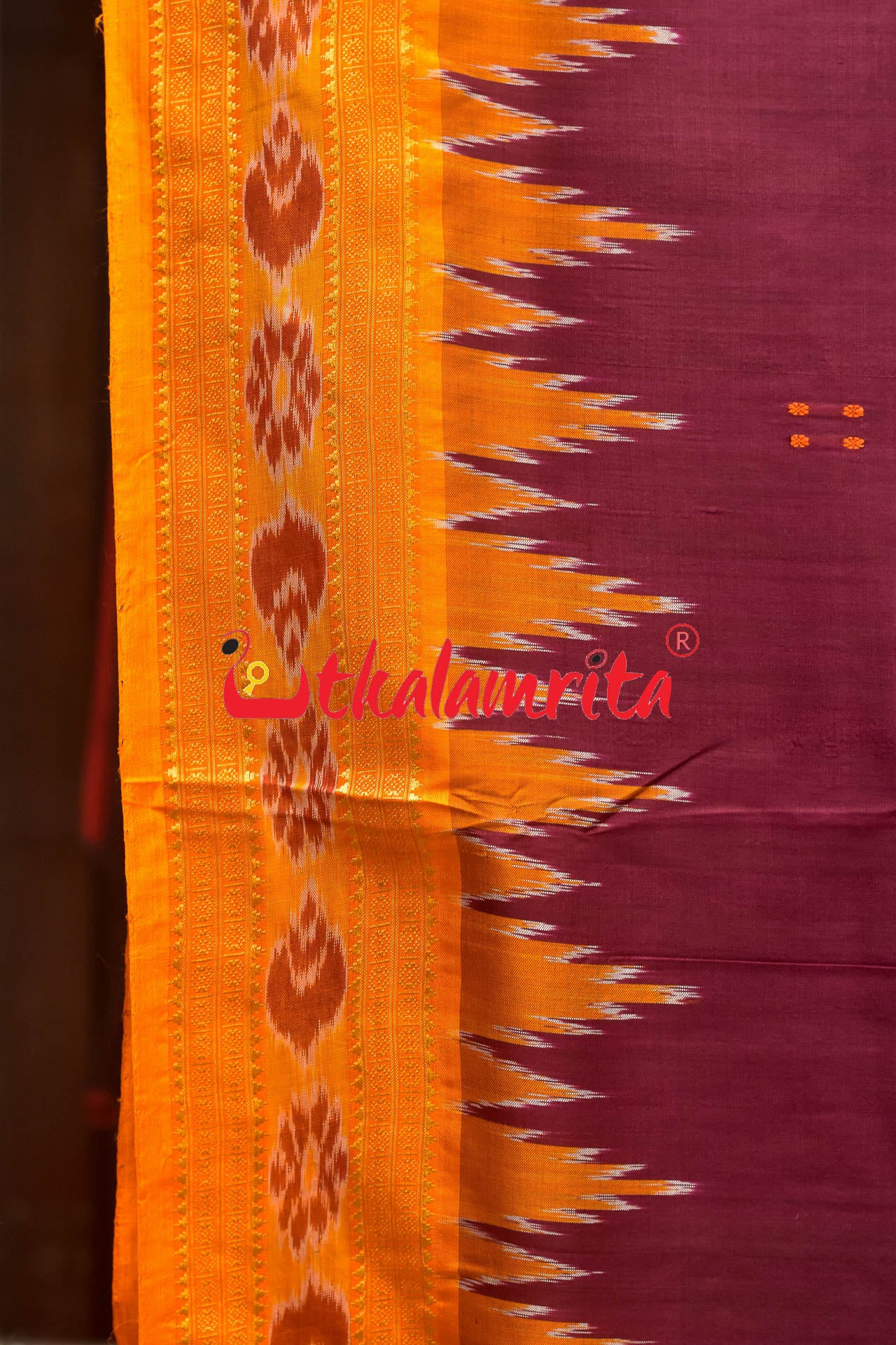 Jamun Orange Buti Khandua Silk Saree