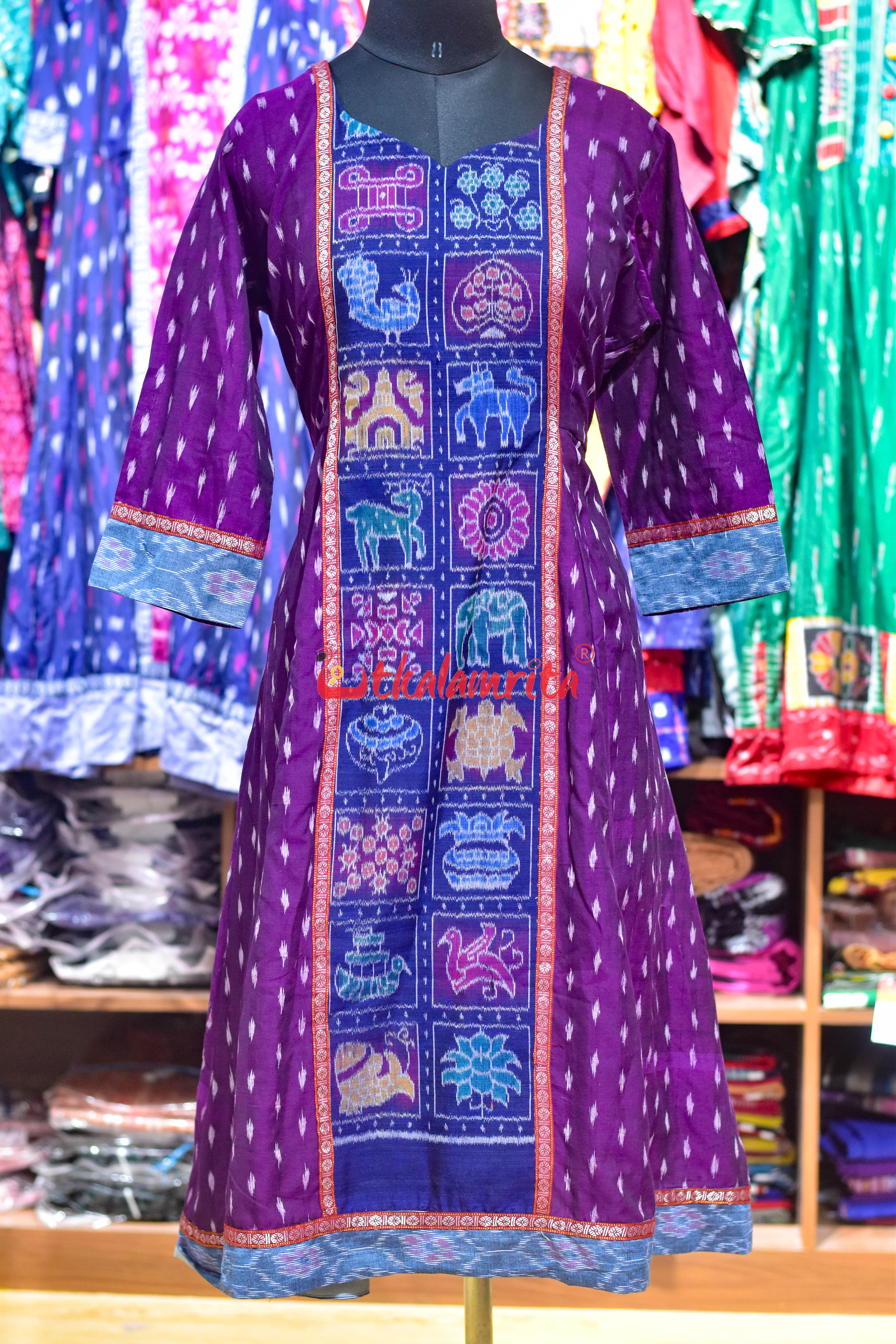Purple White Dots with Nabakothi Design (Anarkali)