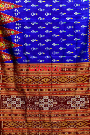 Bada Kumbha Kalasa Tribal Blue Red Khandua Silk Saree