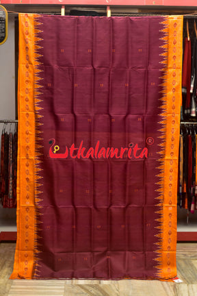 Jamun Orange Buti Khandua Silk Saree