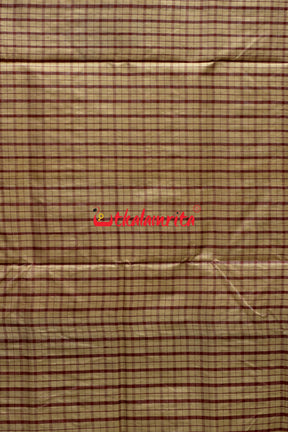 Middle Checks Maroon Blue Tussar Saree