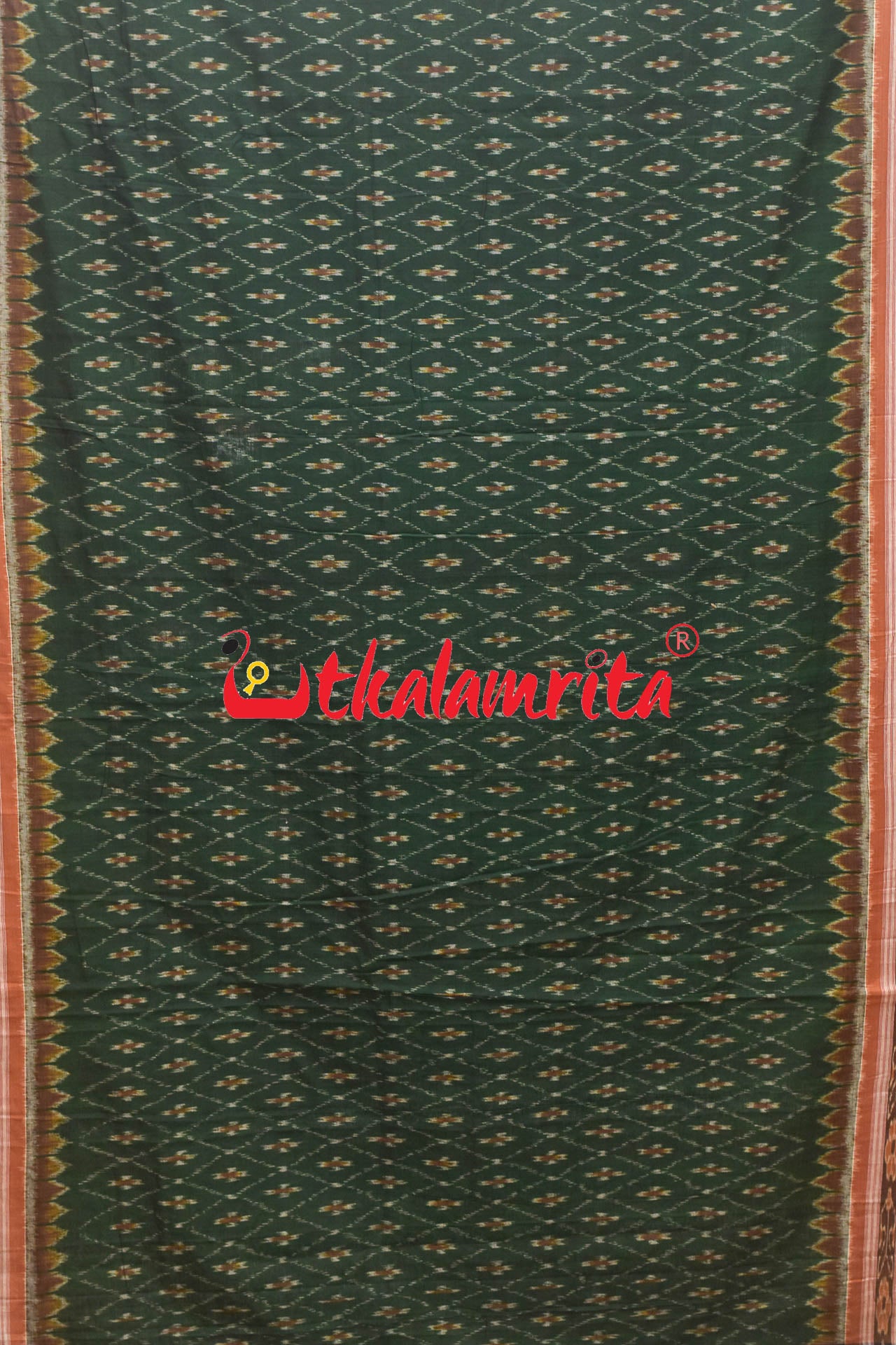 Dark Green Thikiri Phula Khandua Cotton Saree