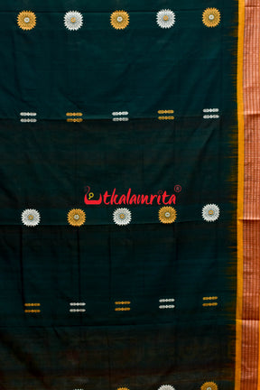 Bottle Green Yellow Padam Bomkai Cotton Saree
