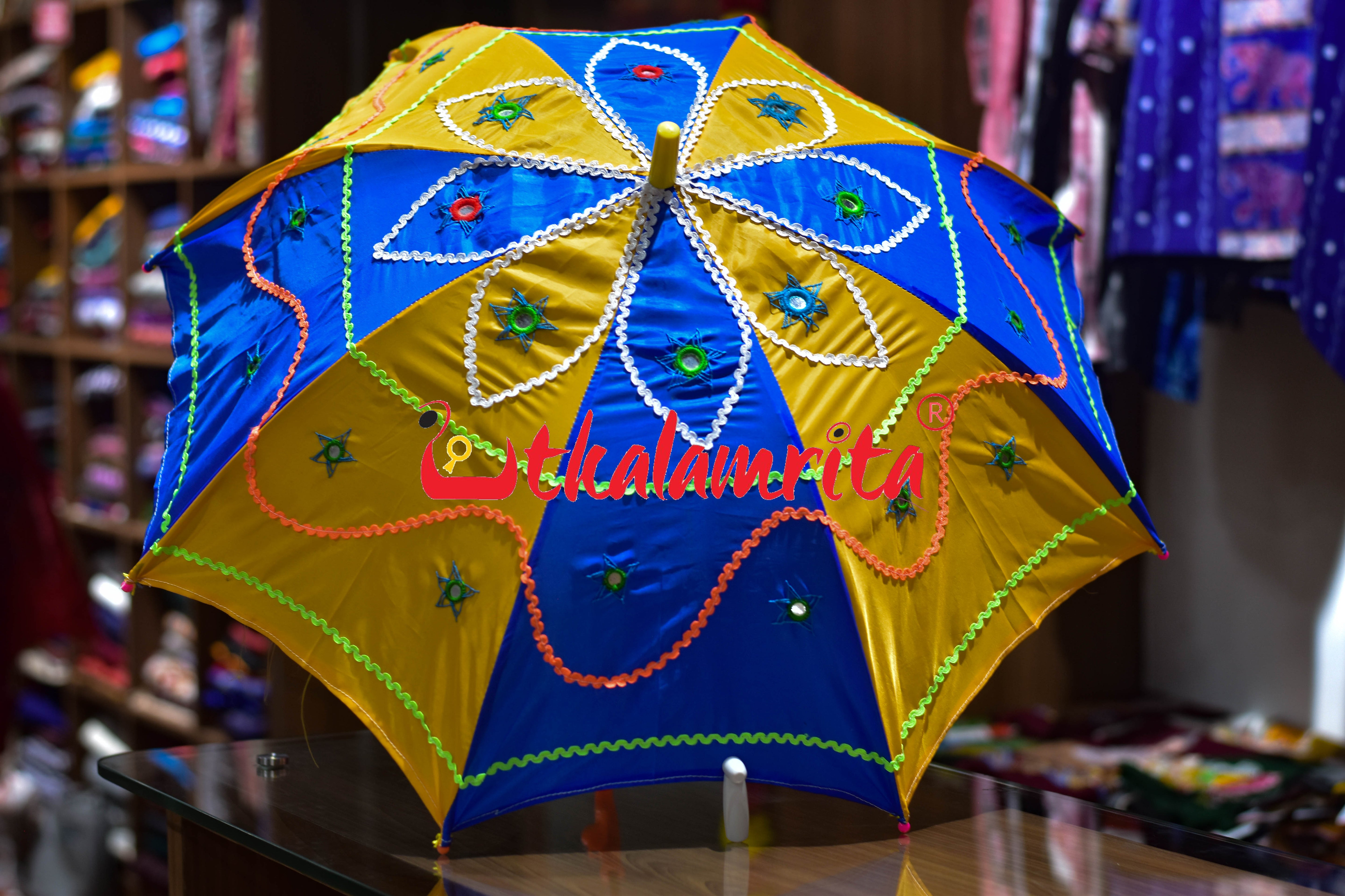 Blue Mustard Pipli Waterproof Umbrella