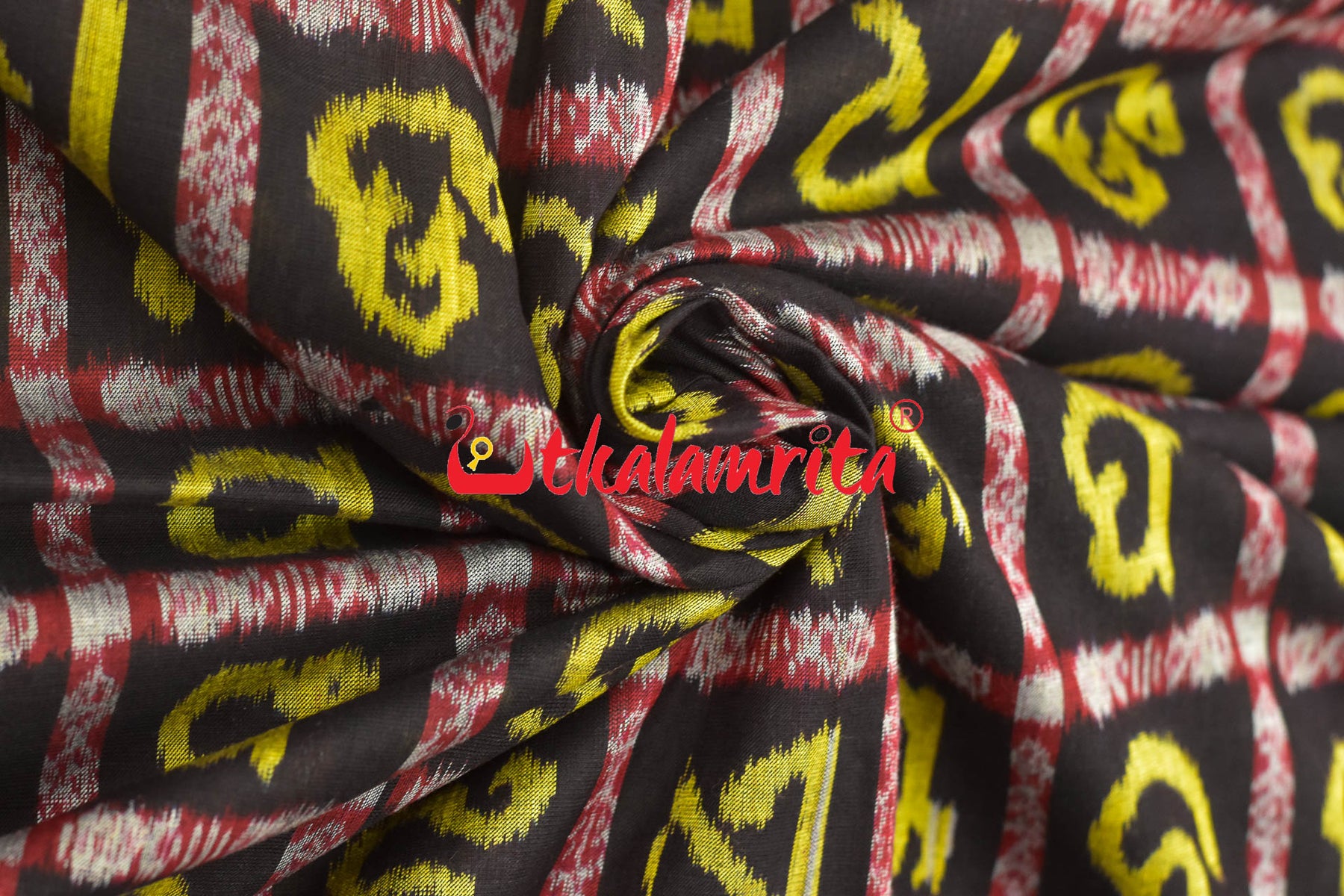 Yelow Odia Alphabets on Black (Fabric)