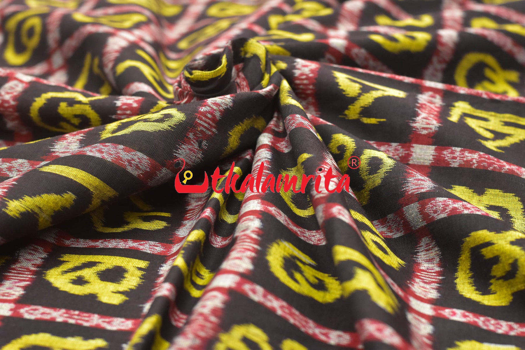 Yelow Odia Alphabets on Black (Fabric)