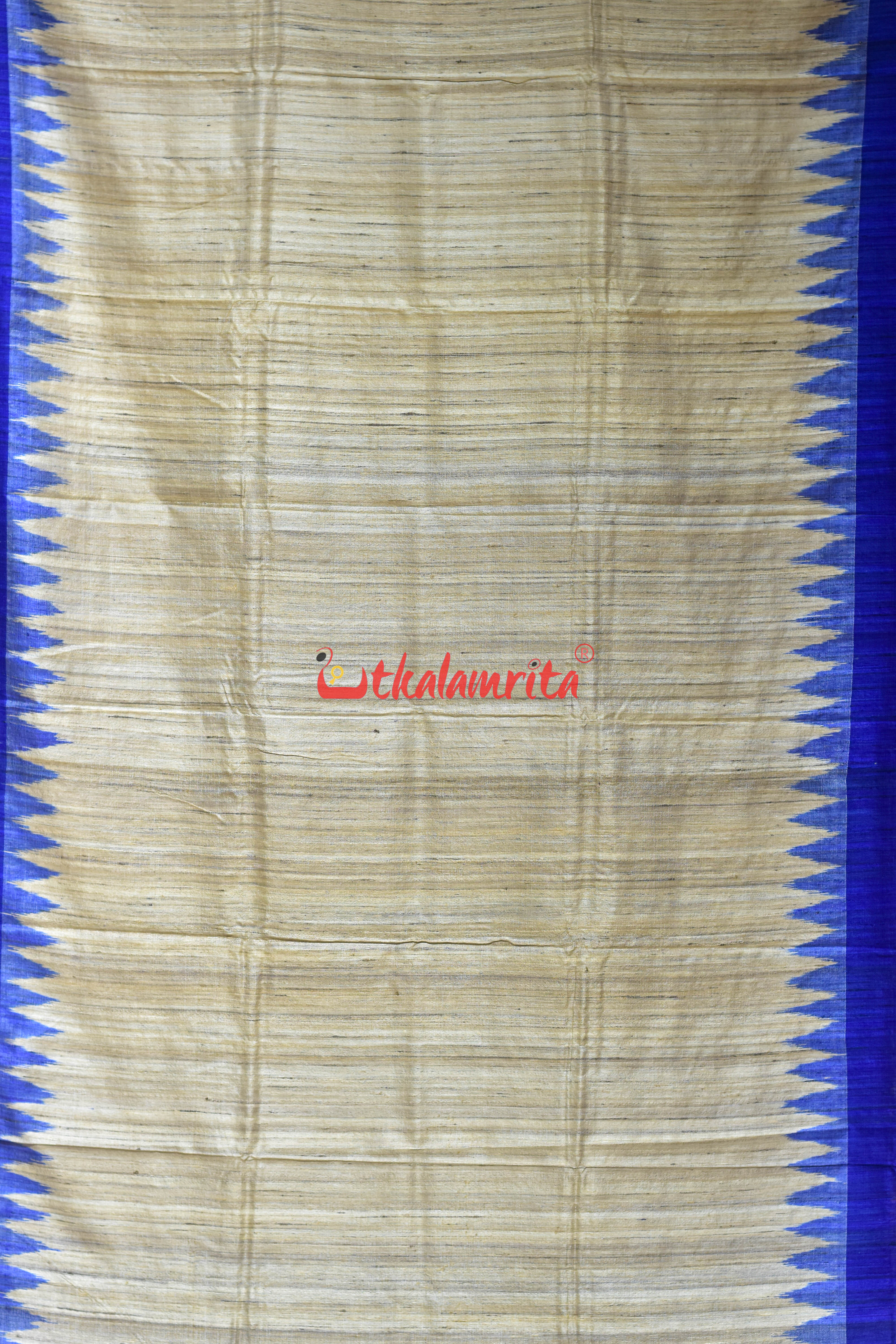 Ghee with Blue Border Gopalpur Tussar Silk Saree