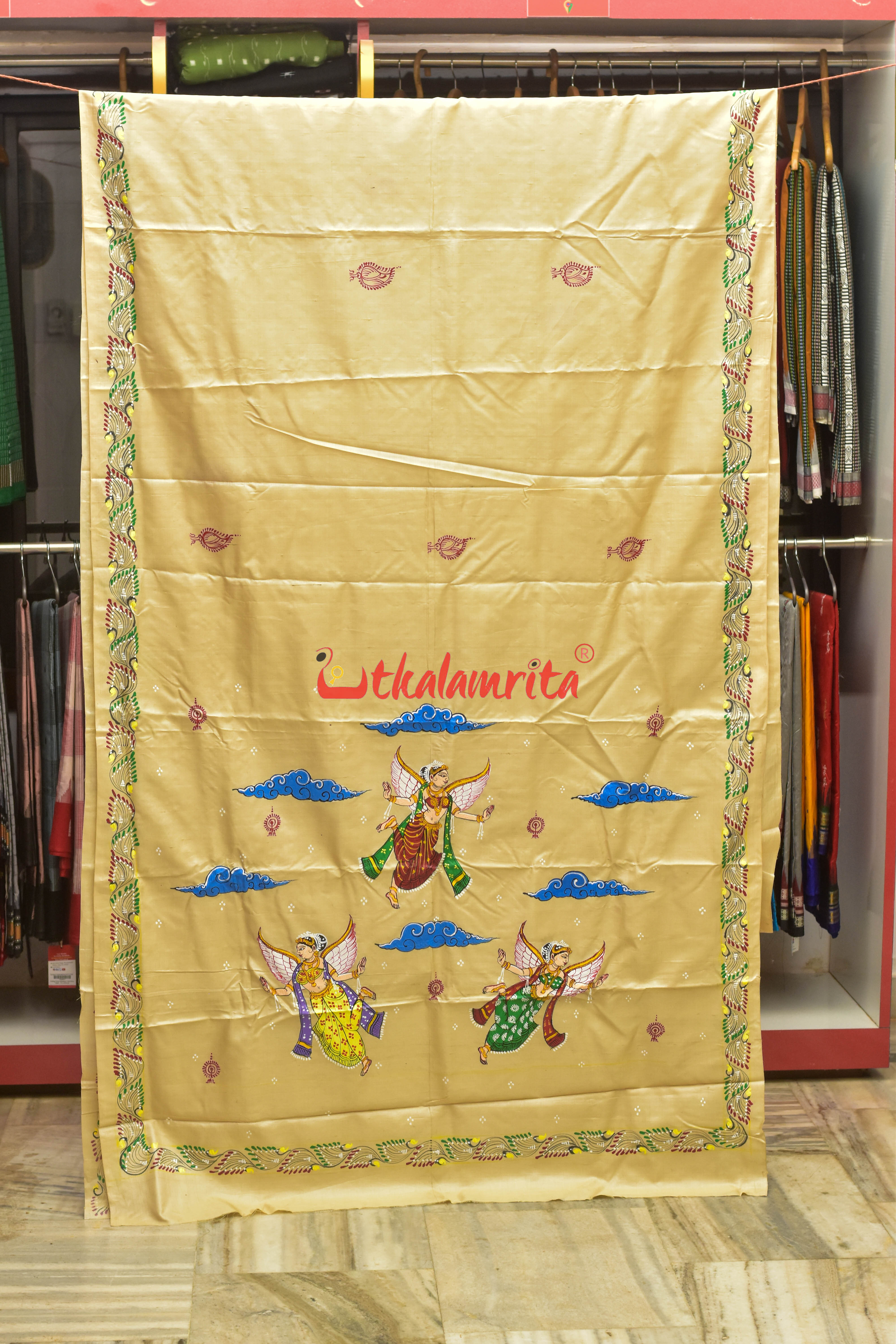 Pari Theme Pattachitra Tussar Silk Saree