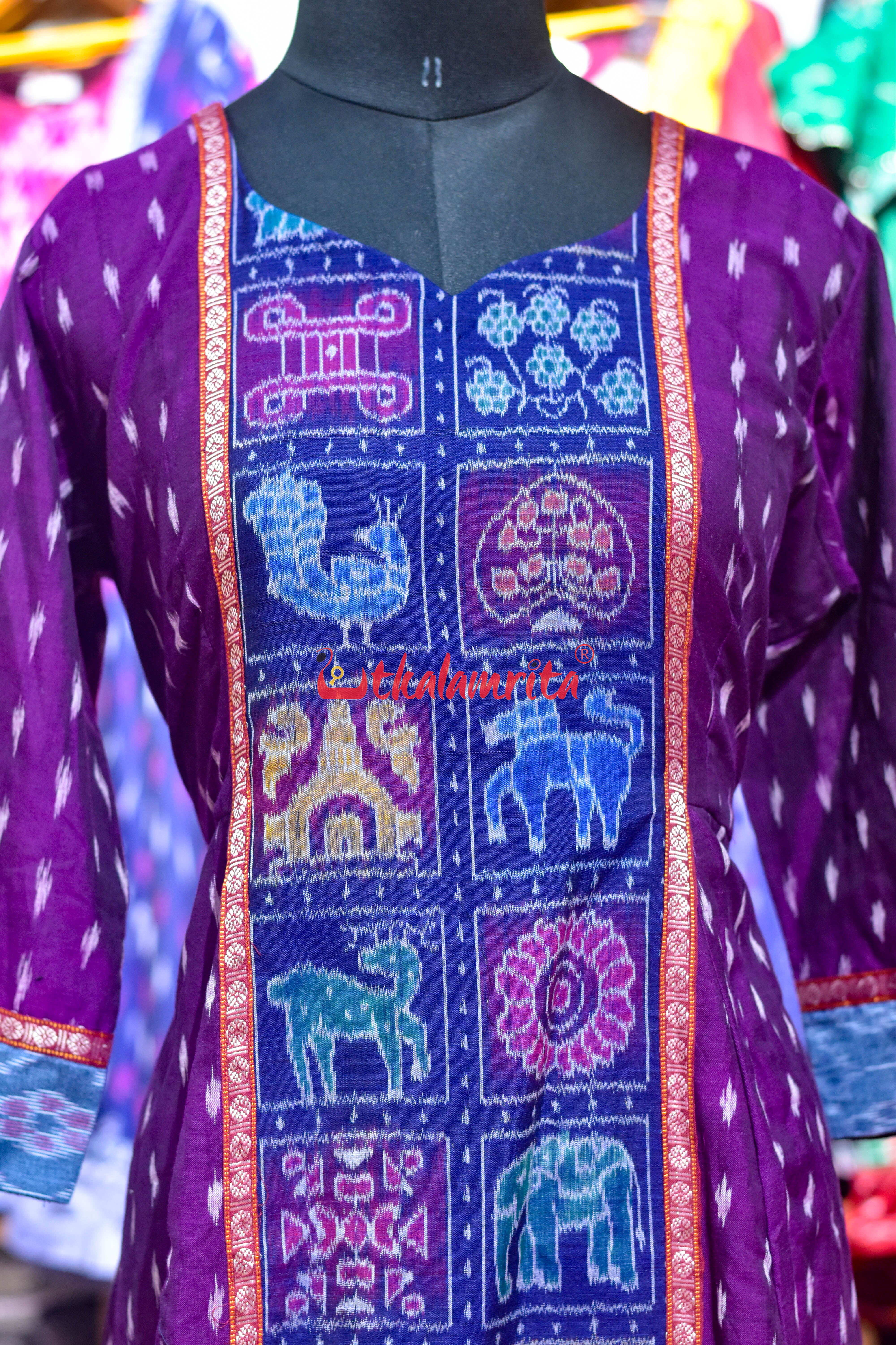 Purple White Dots with Nabakothi Design (Anarkali)