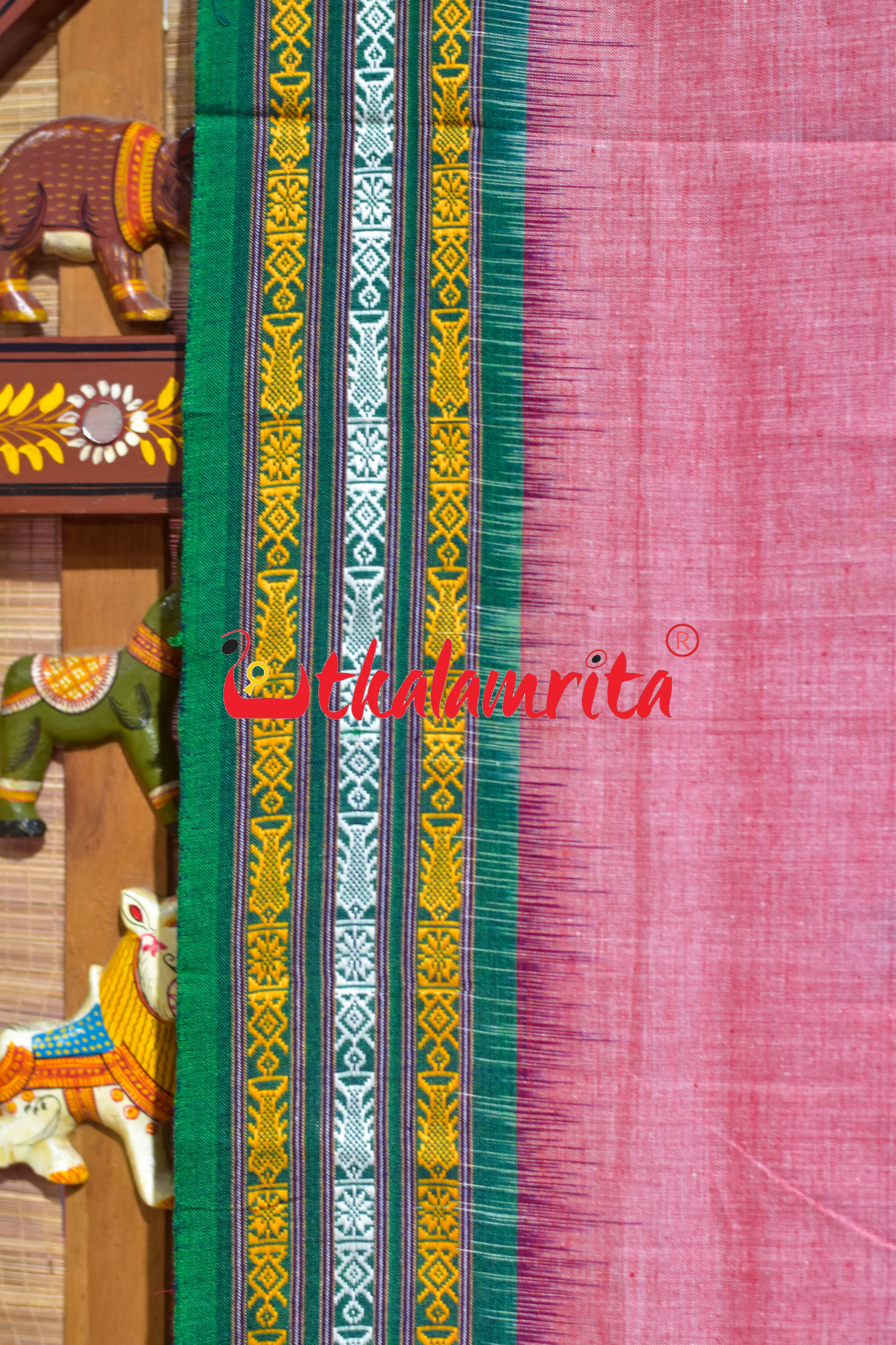 Pink Buta Phula Anchal Dhalapathar Cotton Saree
