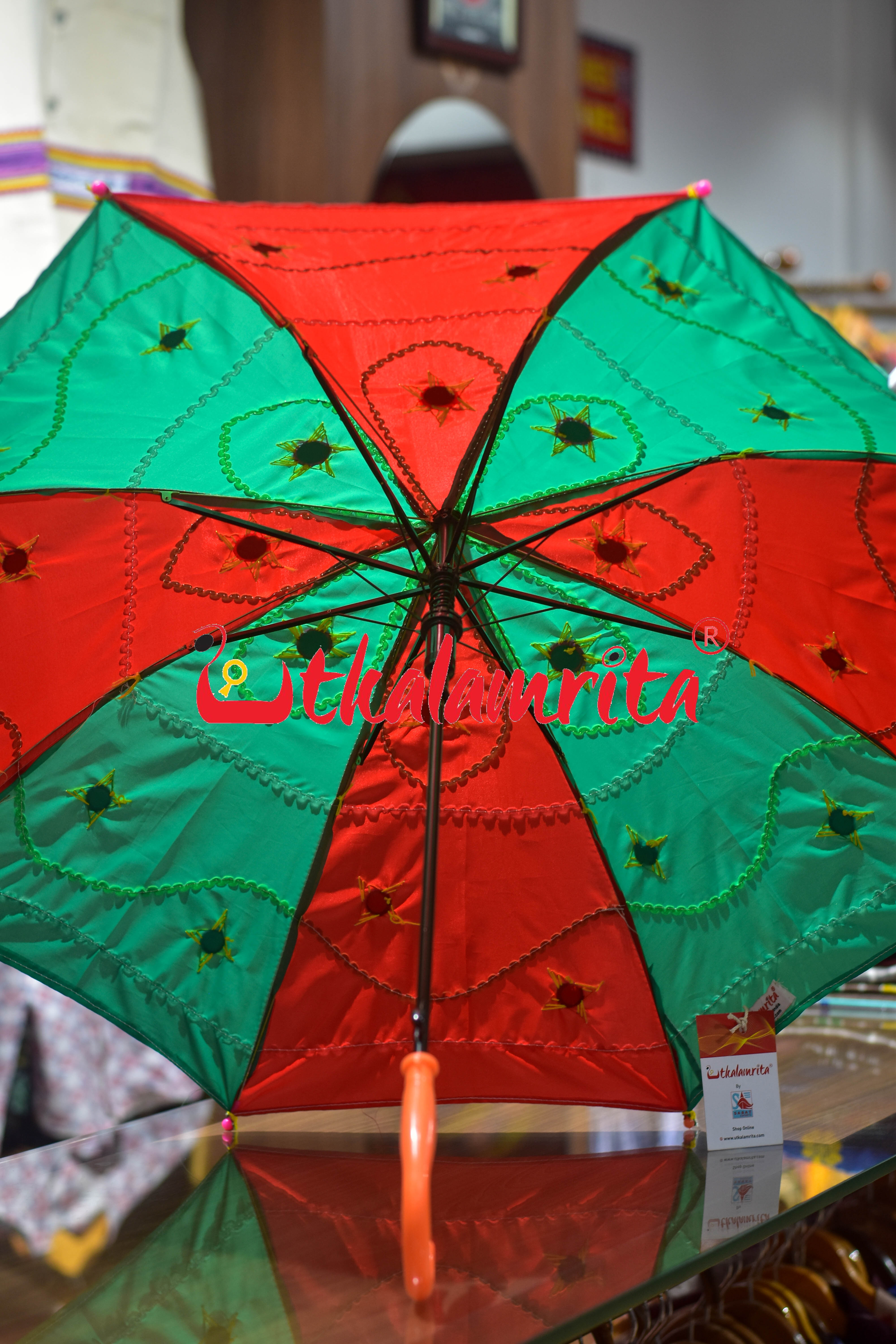 Green Red Pipli Waterproof Umbrella