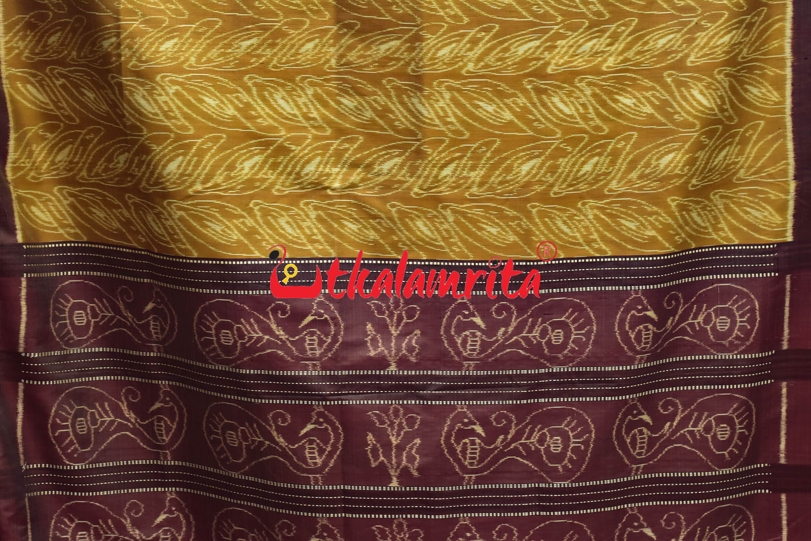 Khaja Natural Dye Mayura Anchal Khandua Silk Saree