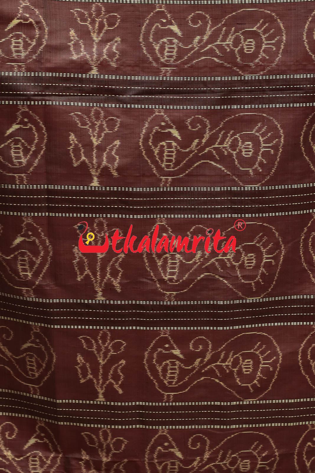 Khaja Natural Dye Mayura Anchal Khandua Silk Saree