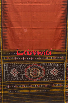 Rust Pasapali Border Khandua Cotton Saree