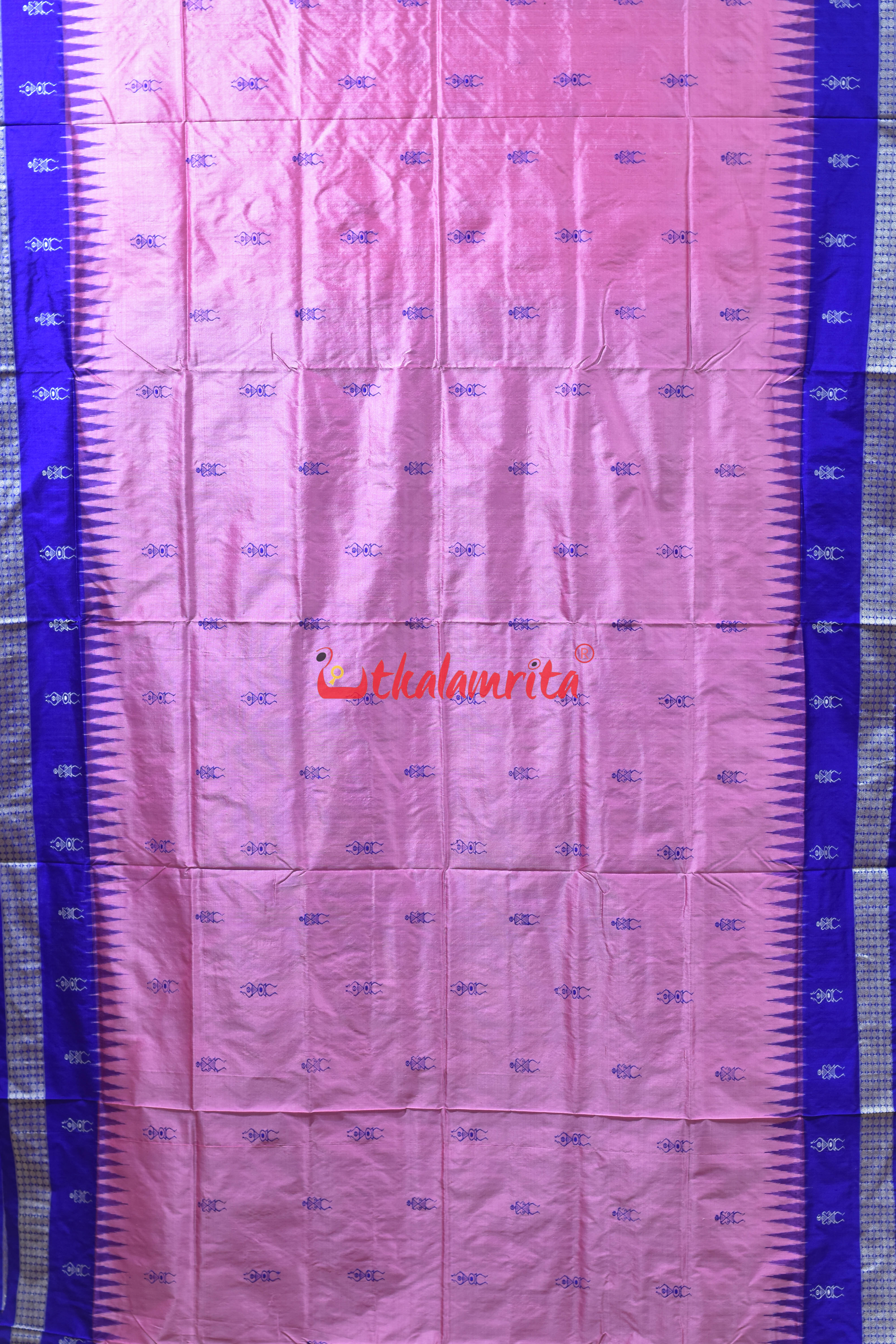 Baby Pink Tribals Bomkai Silk Saree