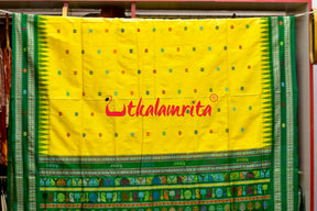 Nilachakra Yellow Green Bomkai Silk Saree