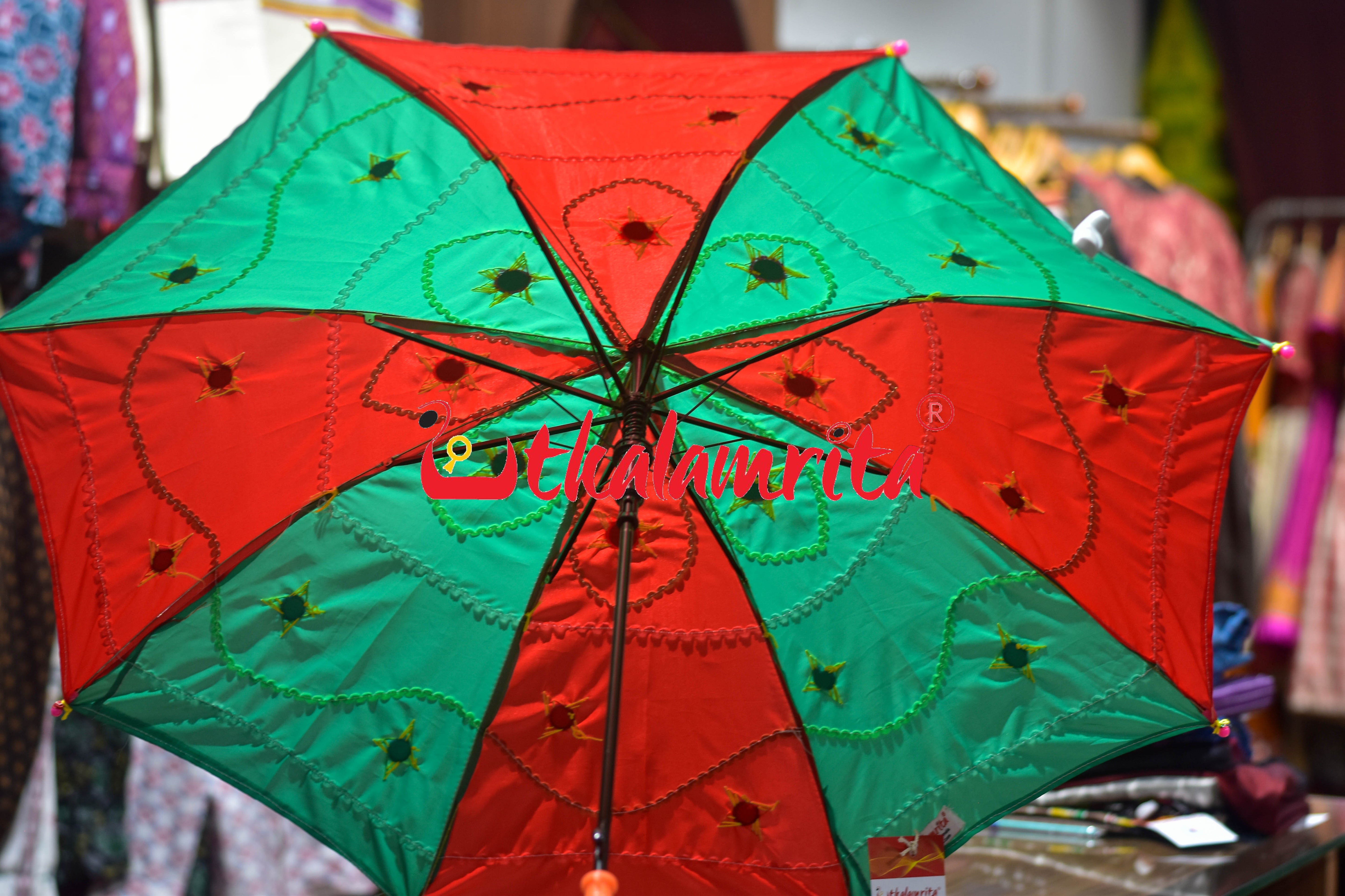 Green Red Pipli Waterproof Umbrella
