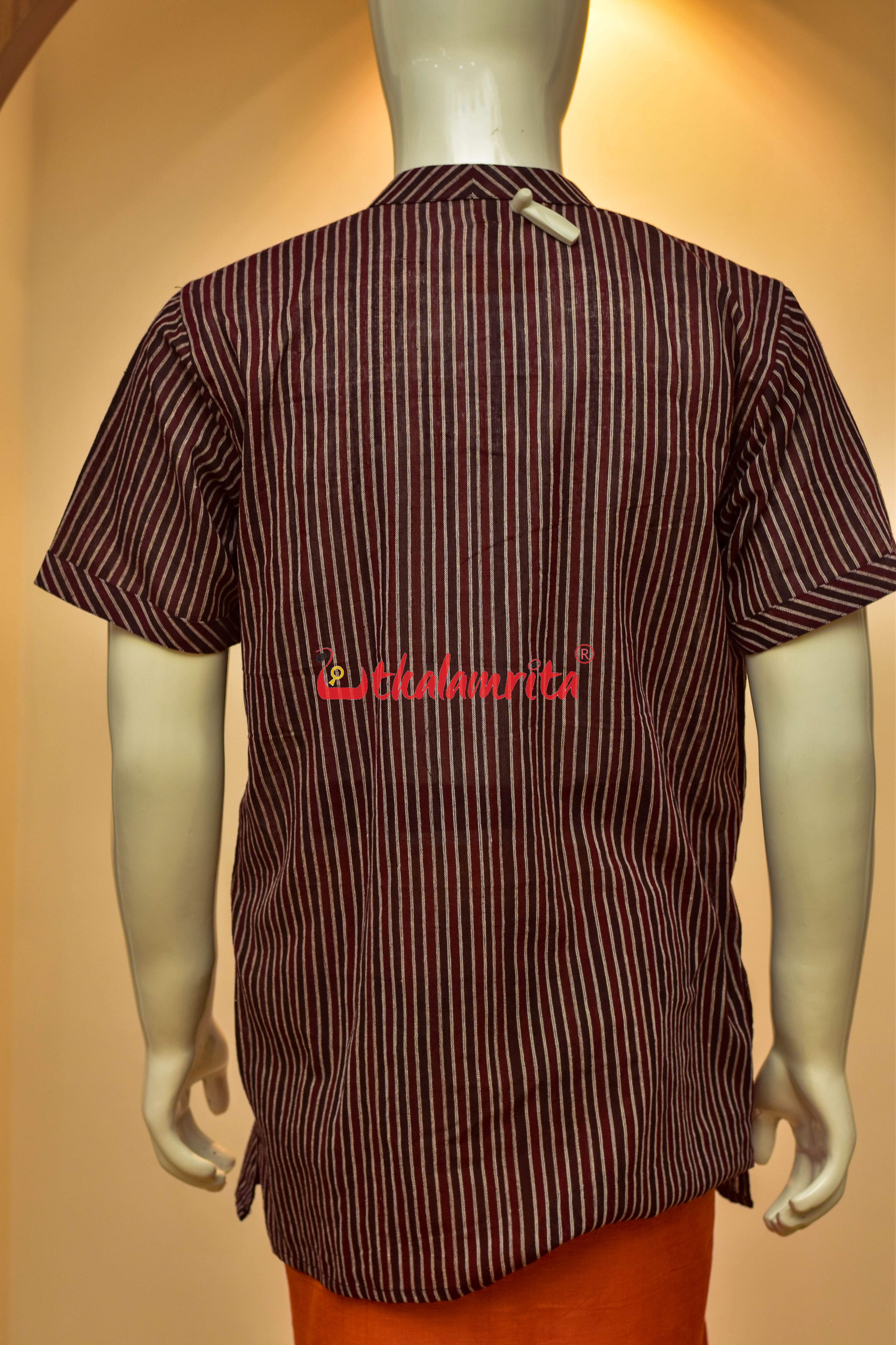 Coffee Maroon Lines Kotpad (Men's Half Kurta)